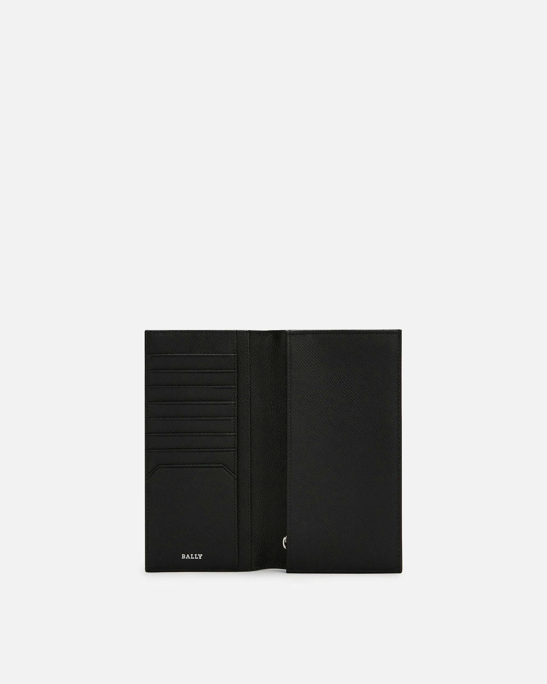 Men's Taliro Leather Continental Wallet In Black | Bally | Still Life Open / Inside
