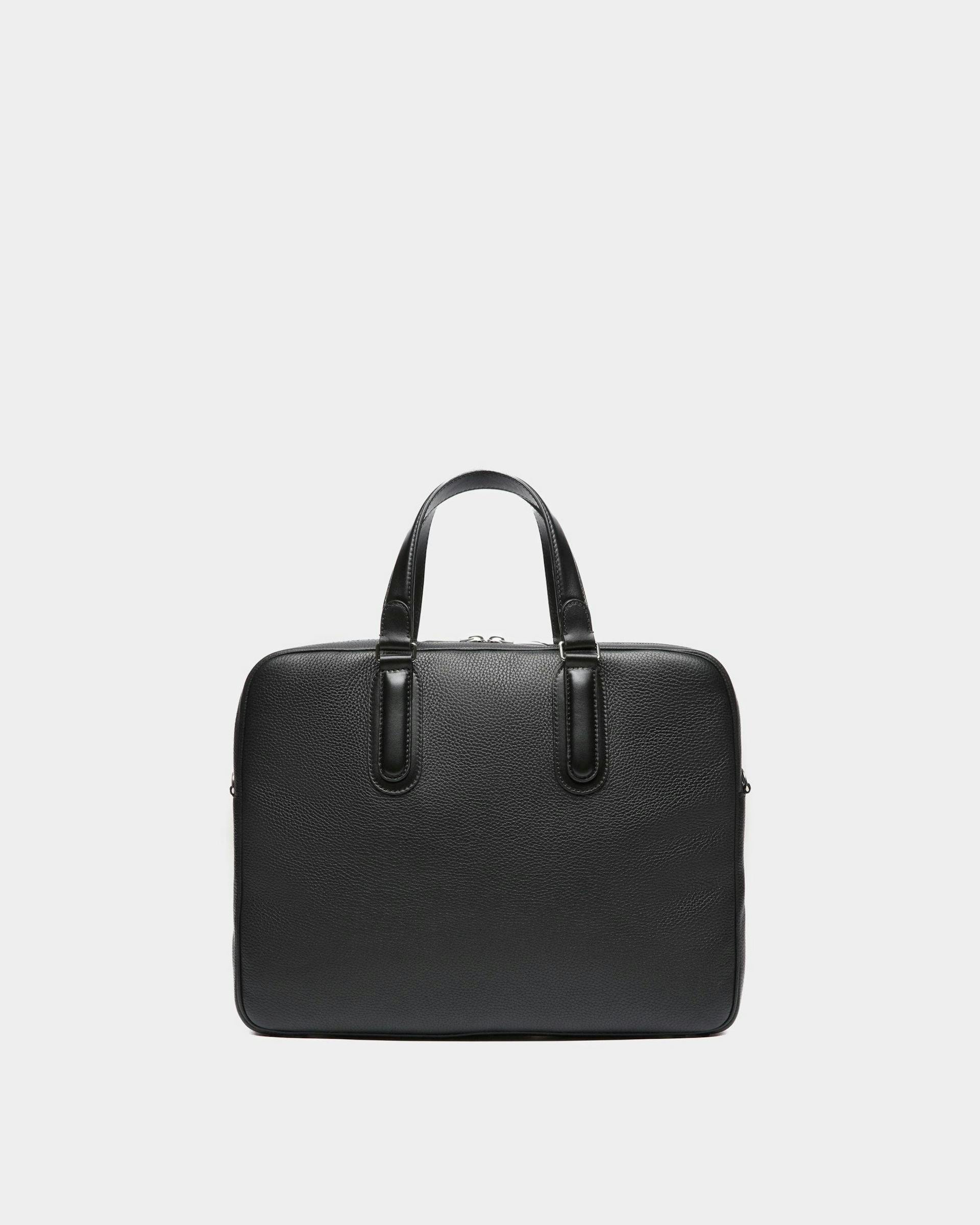 Men's Spin Briefcase In Black Grained Leather | Bally | Still Life Back