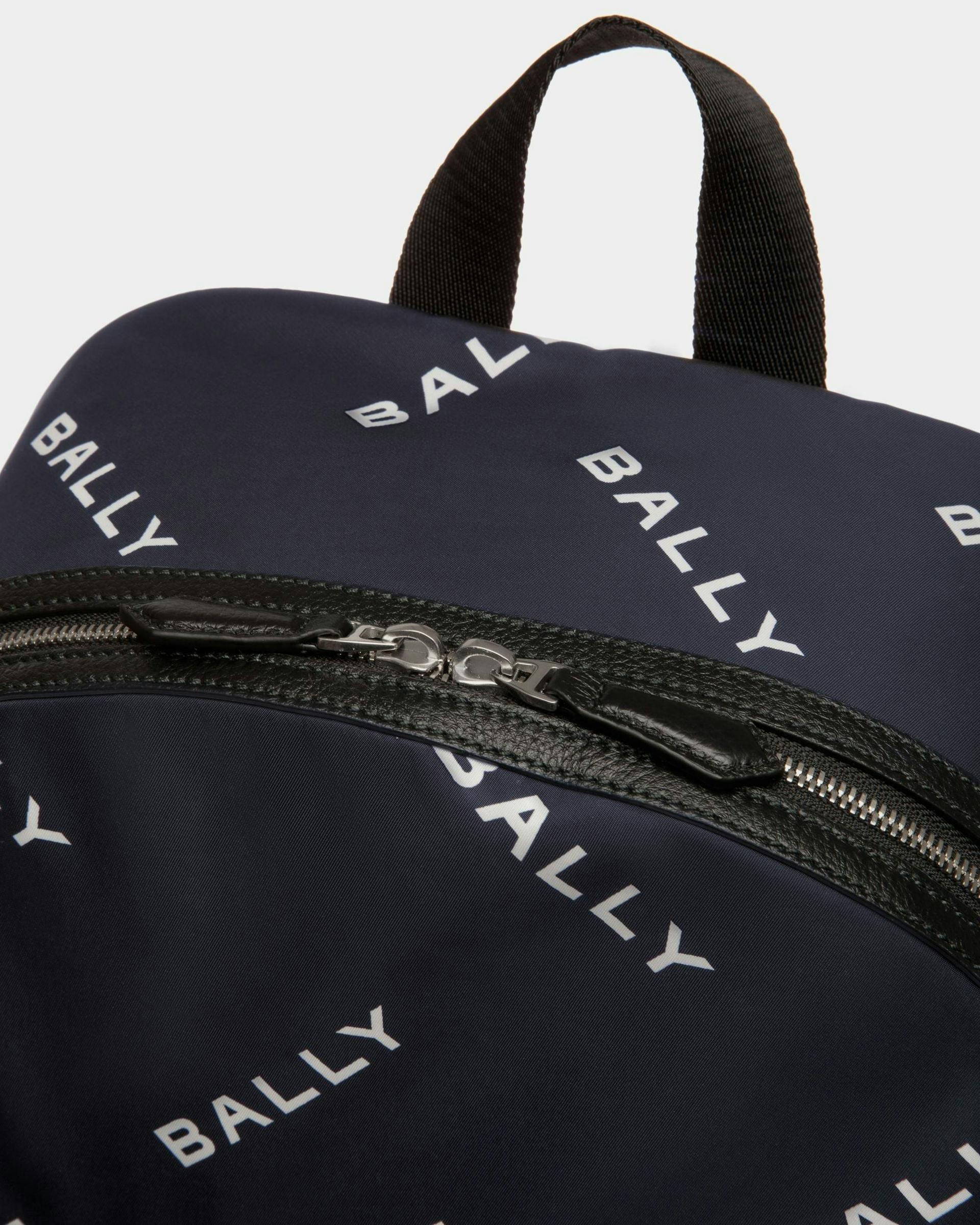 Men's Code Backpack in Blue Printed Nylon | Bally | Still Life Detail