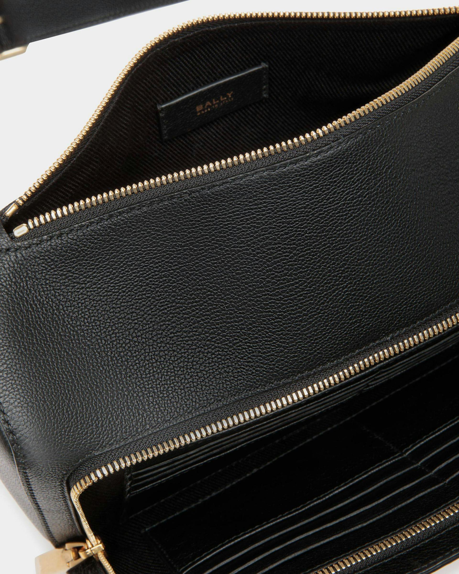 Men's Arkle Belt Bag in Black Grained Leather | Bally | Still Life Open / Inside