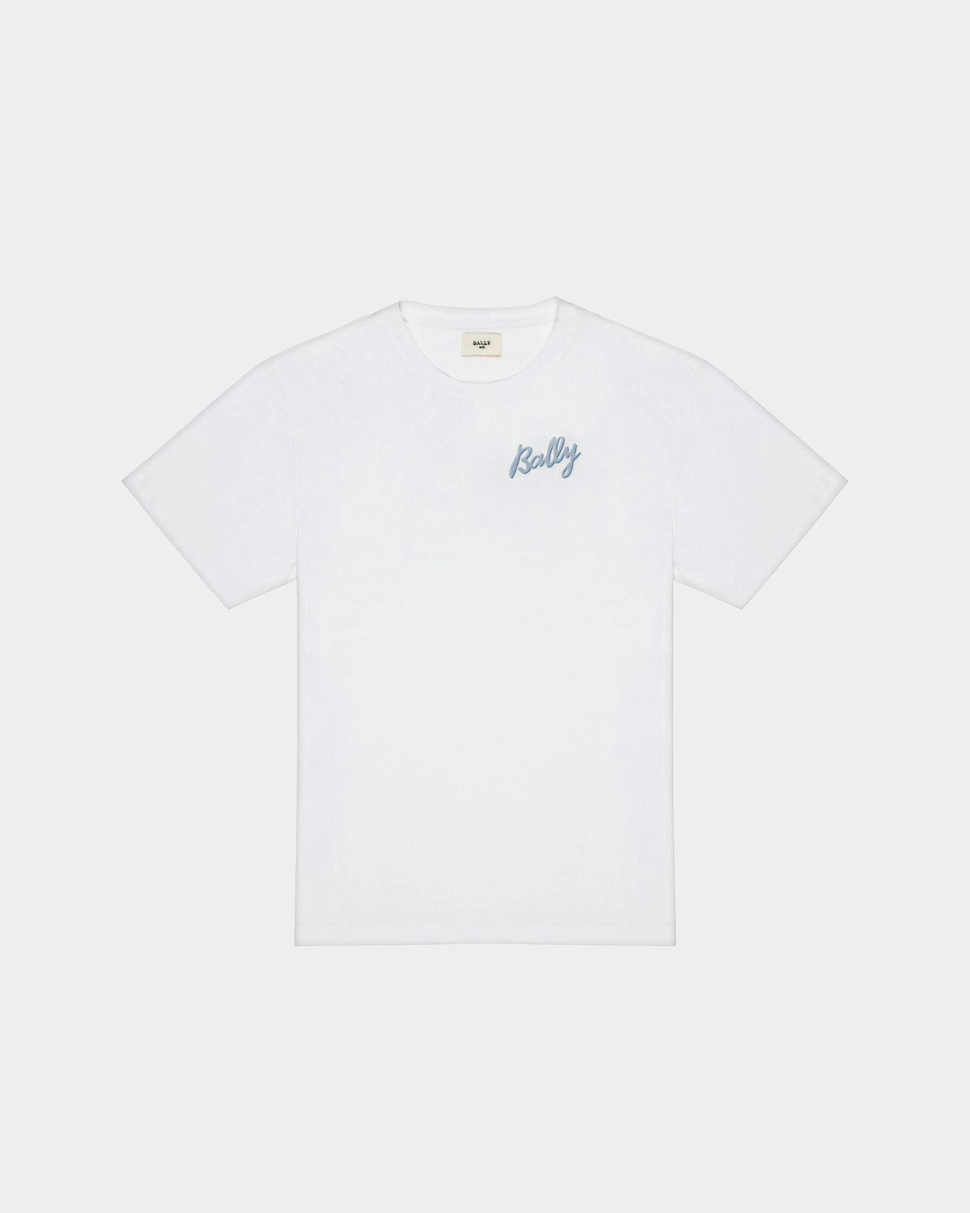 ホワイト＆ライトブルー コットン Tシャツ - Bally - 01