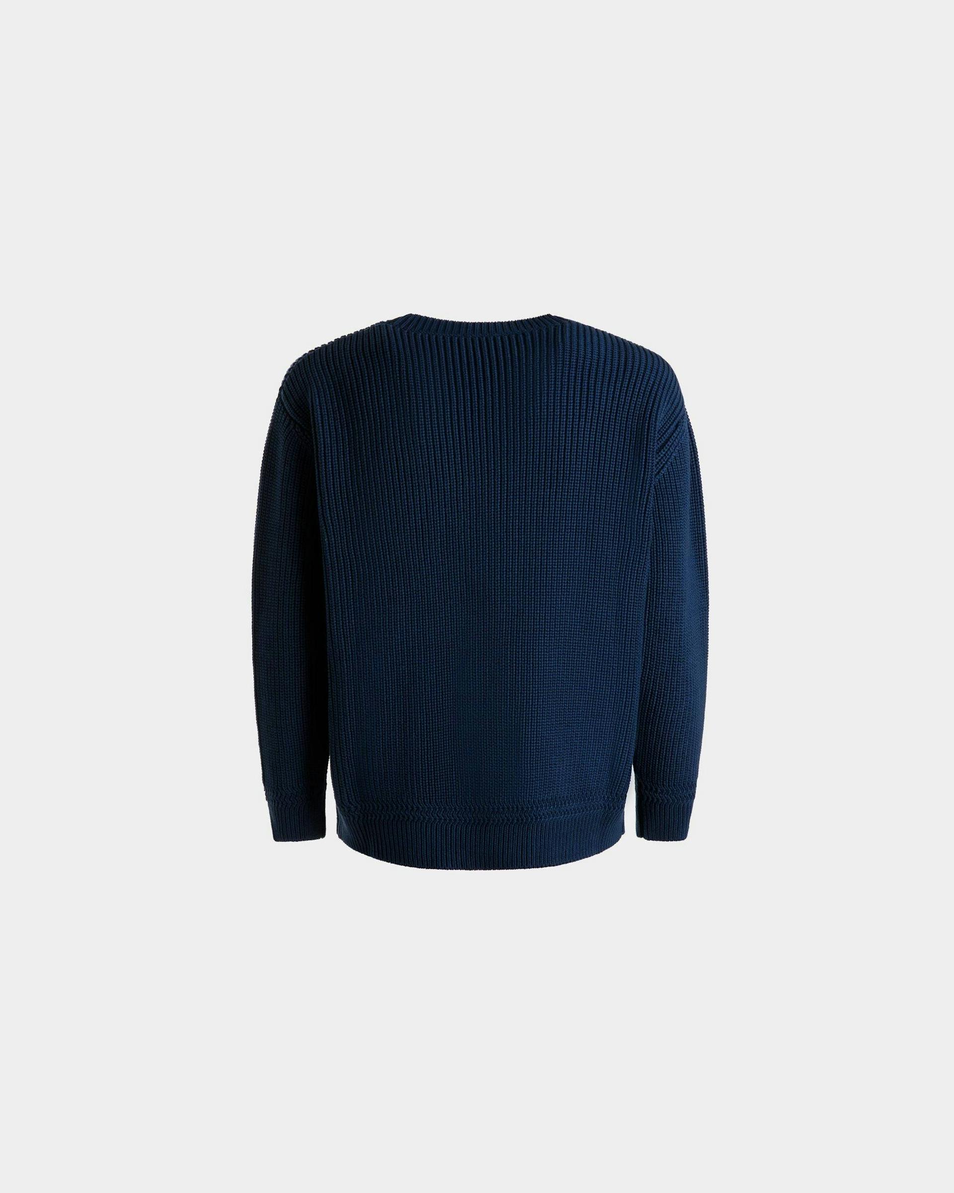 Men's Crewneck Sweater in Blue Cotton | Bally | Still Life Back