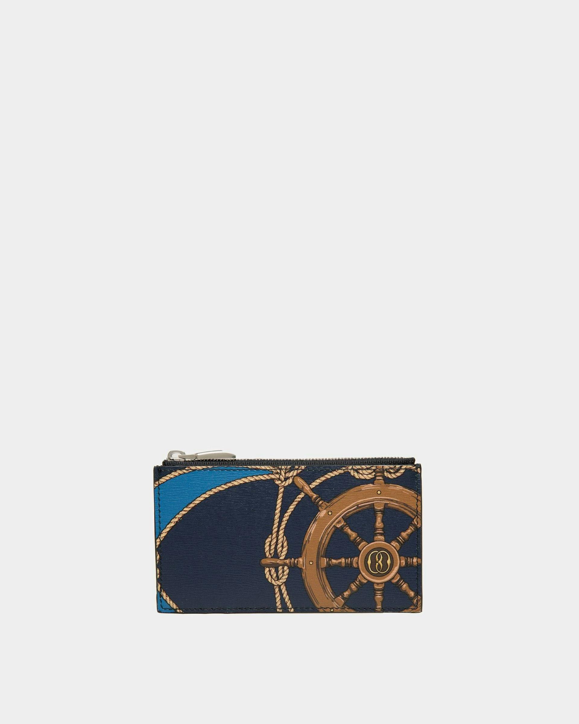 Men's Crossing Coin & Card Holder in Blue Leather | Bally | Still Life Front