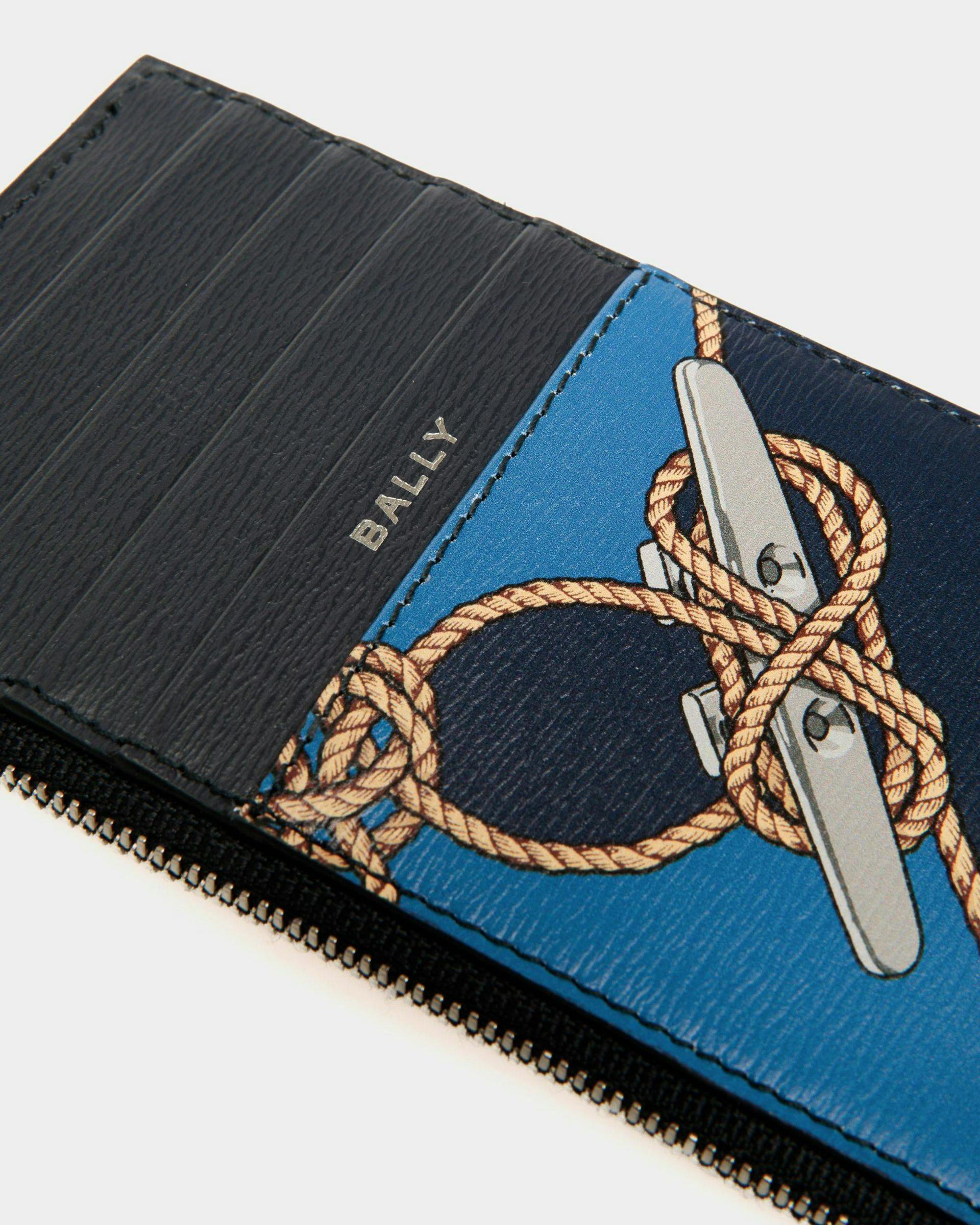 Men's Crossing Coin & Card Holder in Blue Leather | Bally | Still Life Detail