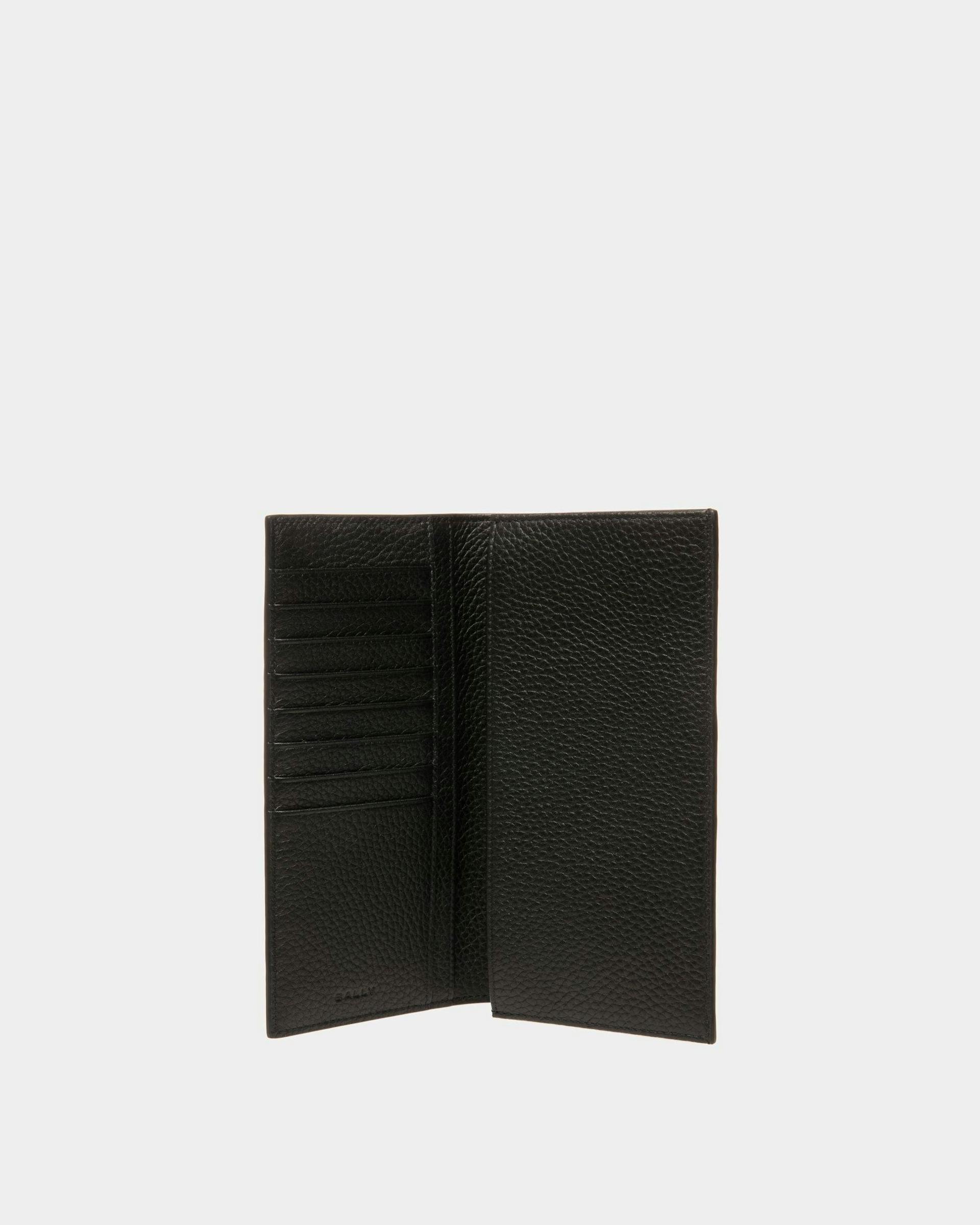 Men's Ribbon Continental Wallet in Black Grained Leather | Bally | Still Life Open / Inside