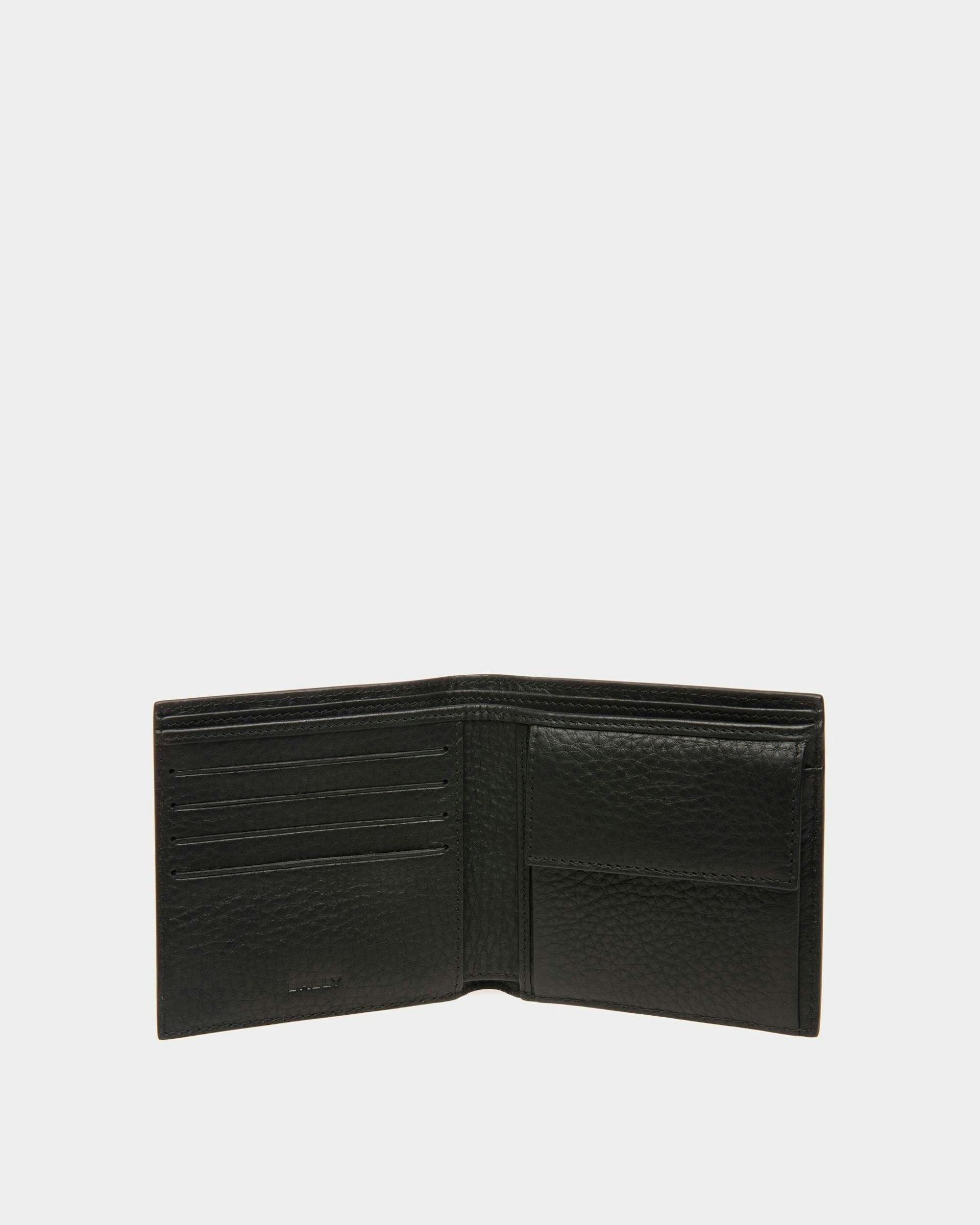 Men's Ribbon ID Coin Wallet In Black Leather | Bally | Still Life Open / Inside