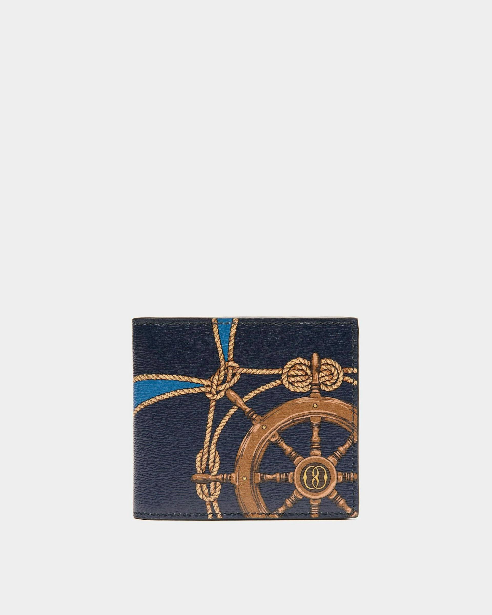Men's Crossing Bifold Wallet in Blue Leather | Bally | Still Life Front