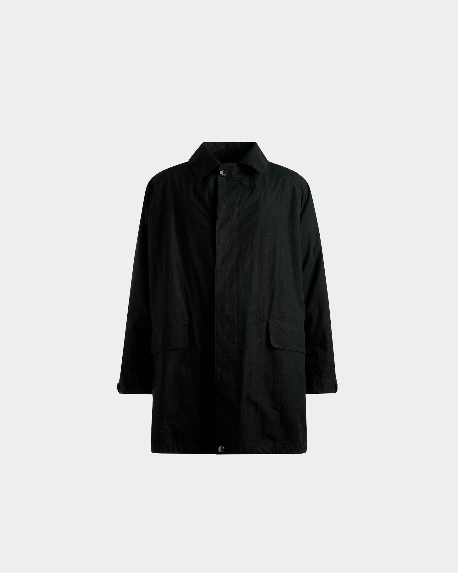 Men's Duster Coat In Black Polyamide | Bally | Still Life Front