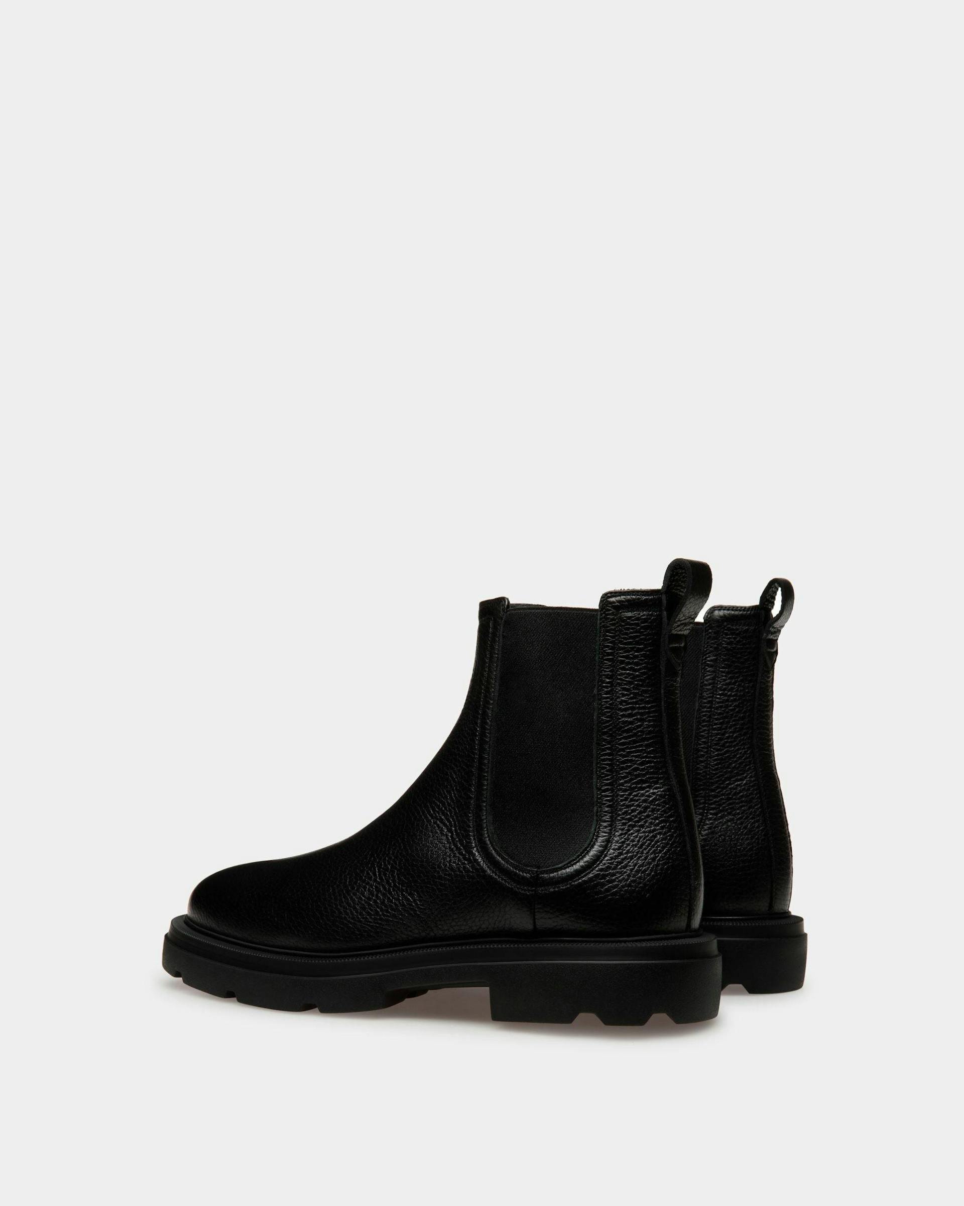 Men's Zurich Booties In Black Leather | Bally | Still Life 3/4 Back