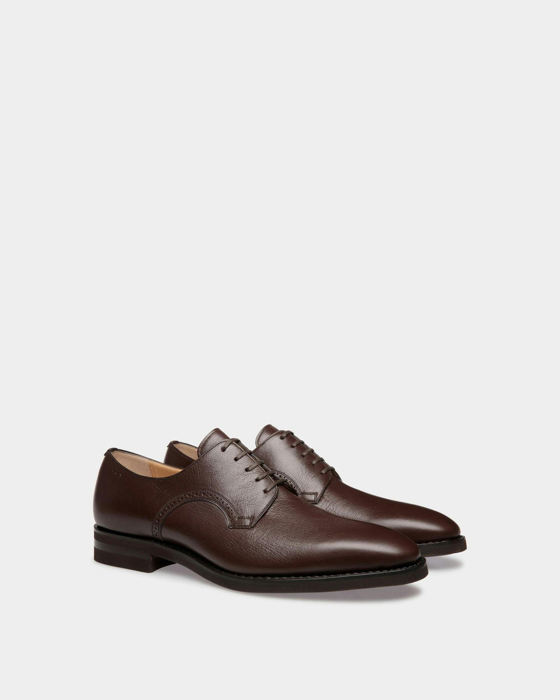 Men's Scribe Derby in Brown Grained Leather | Bally | Still Life 3/4 Back