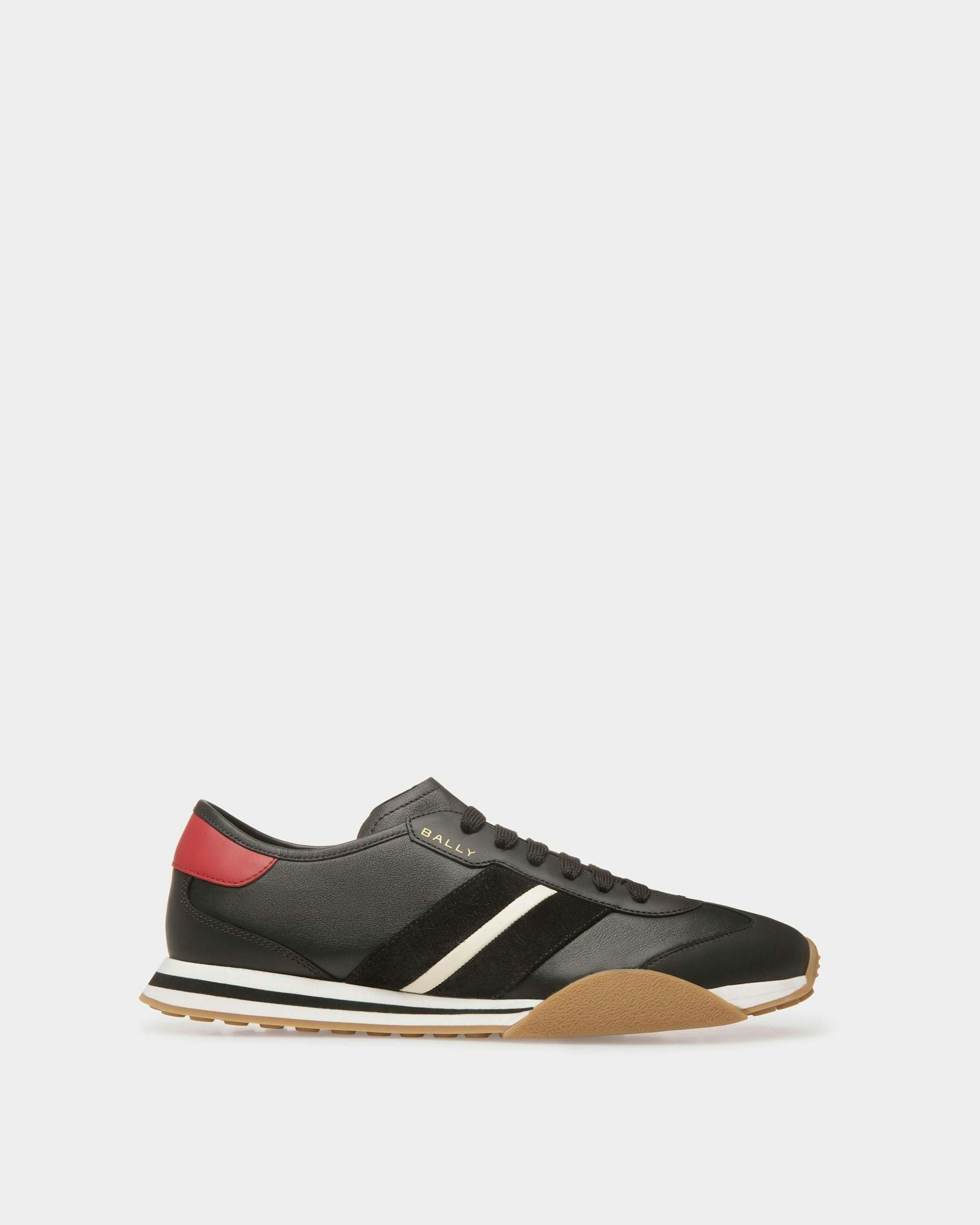 Men's Sussex Sneakers In Black, Bone And Deep Ruby Leather | Bally | Still Life Side