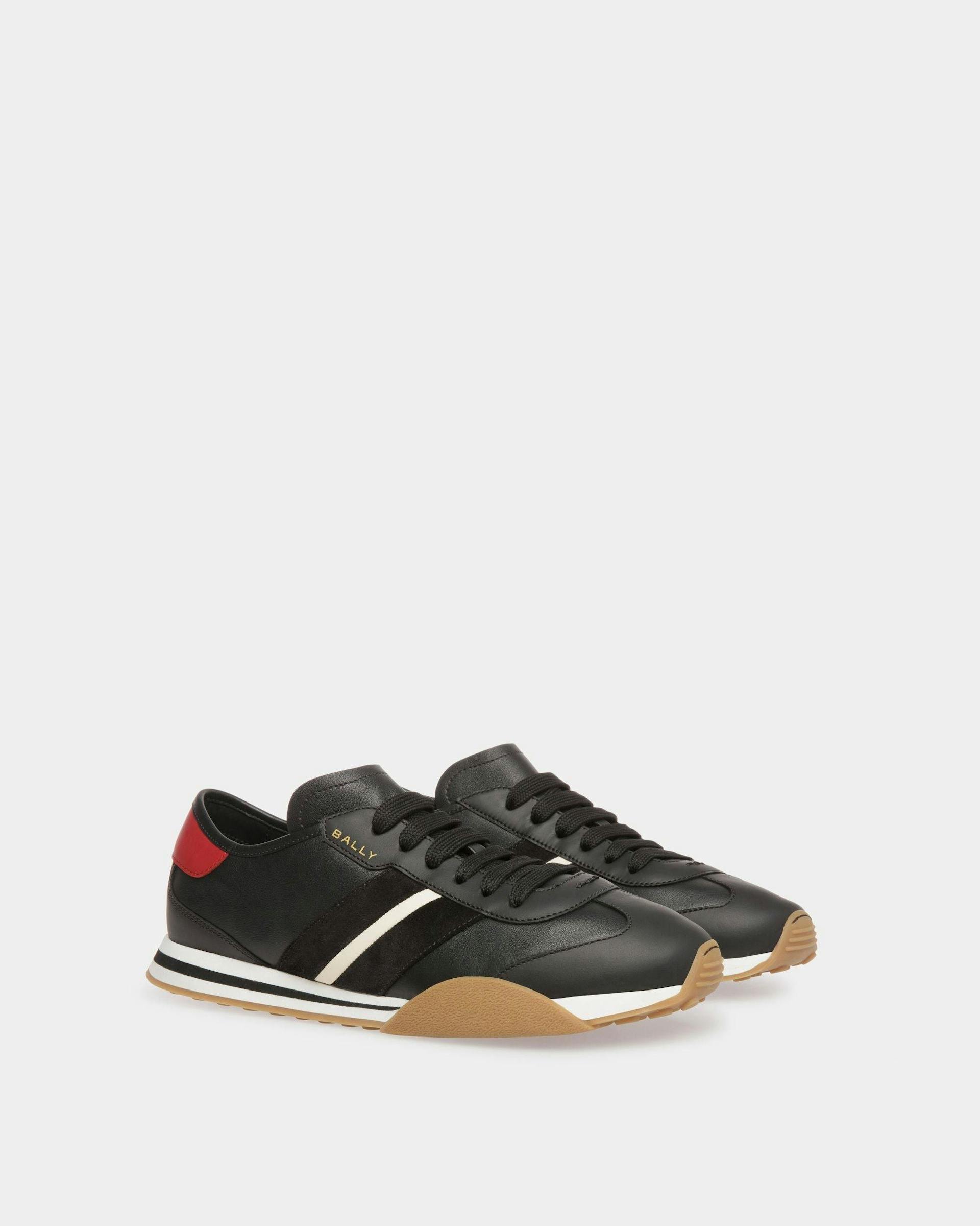Men's Sussex Sneakers In Black, Bone And Deep Ruby Leather | Bally | Still Life 3/4 Front