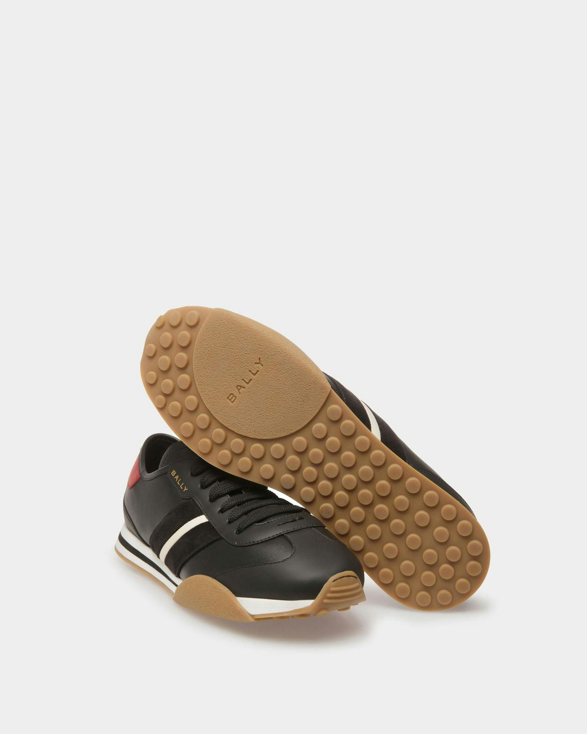 Men's Sussex Sneakers In Black, Bone And Deep Ruby Leather | Bally | Still Life Below