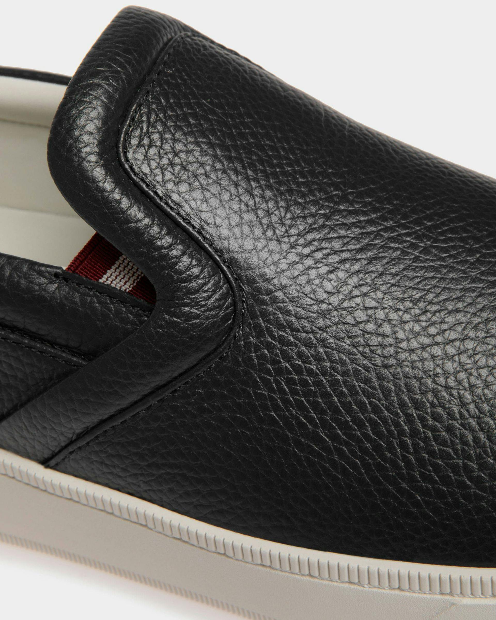 Men's Raise Slip-On Sneaker in Black Grained Leather | Bally | Still Life Detail