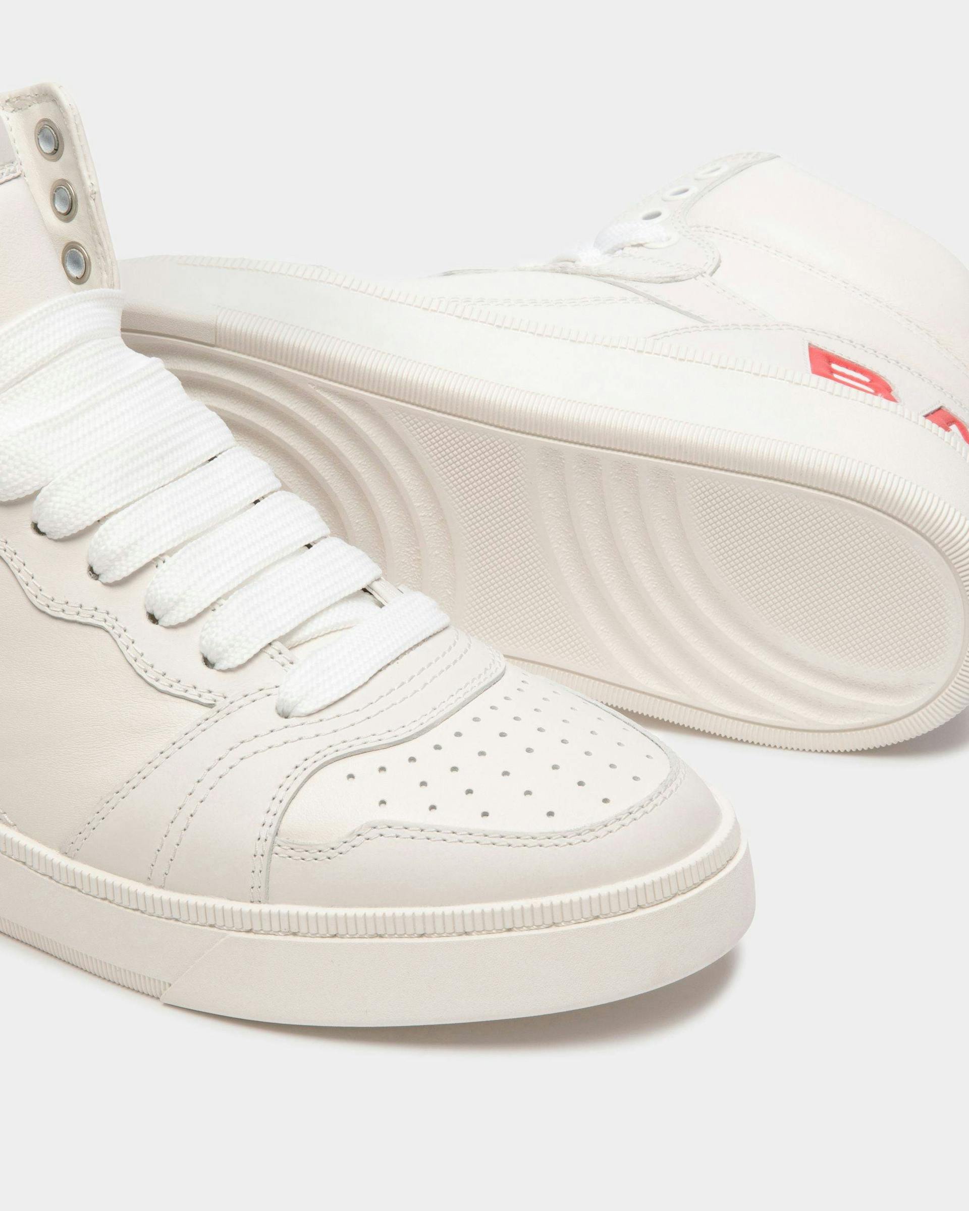 Men's Raise High-Top Sneaker in White Leather | Bally | Still Life Below