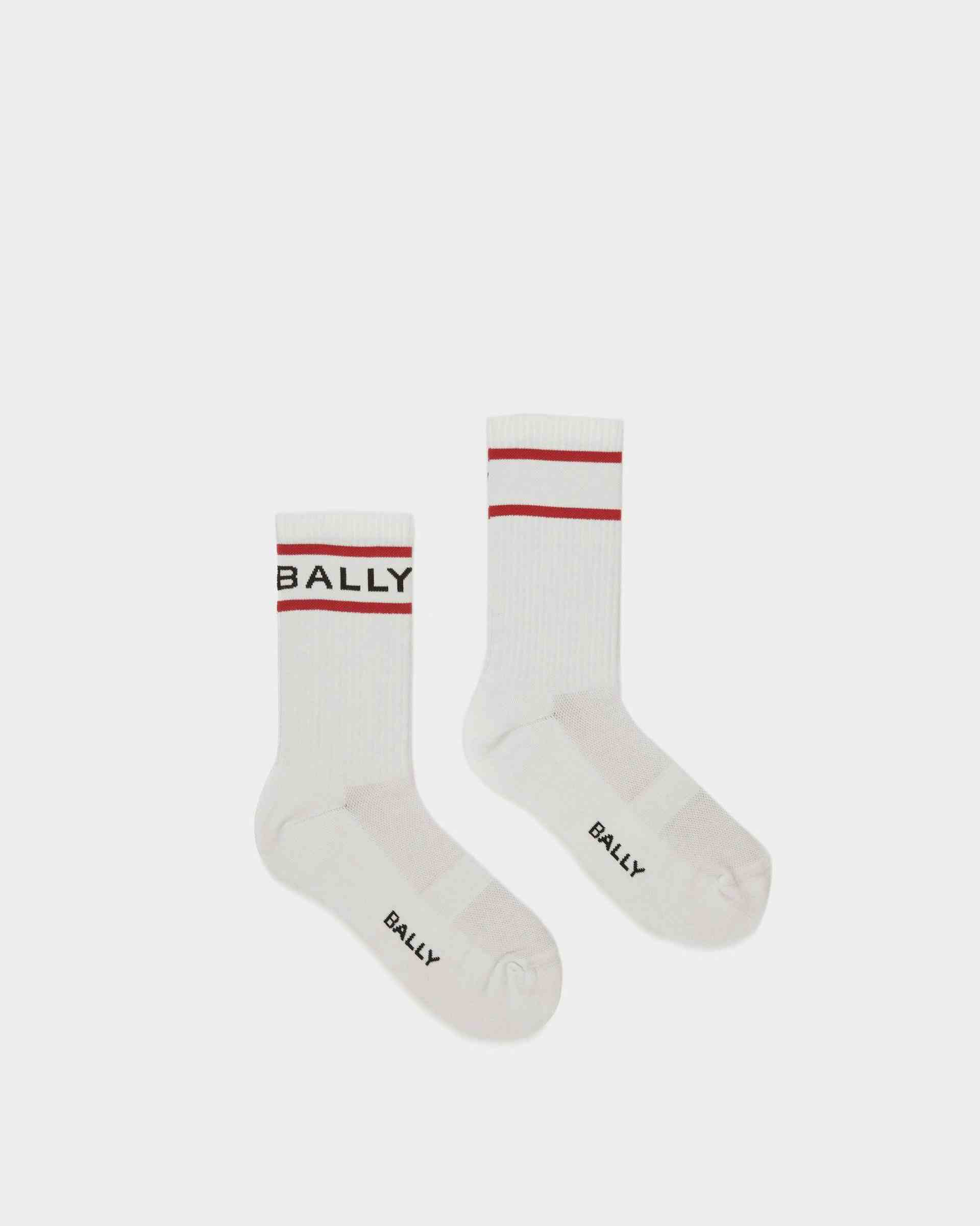 Bally Stripe ソックス ホワイト＆ディープルビー - Bally