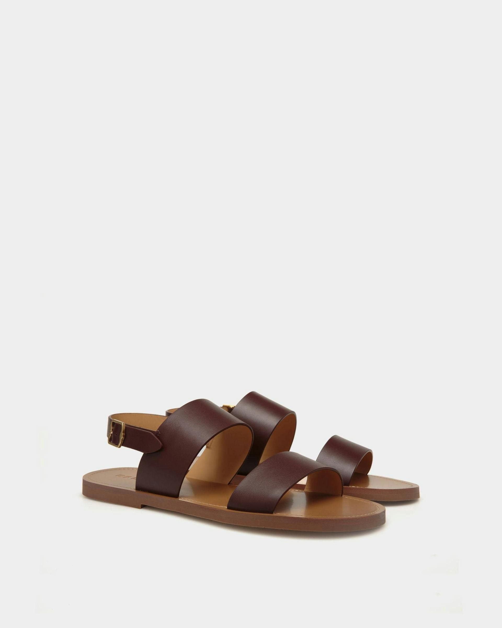 Men's Chateau Sandal in Chestnut Brown Leather | Bally | Still Life 3/4 Front