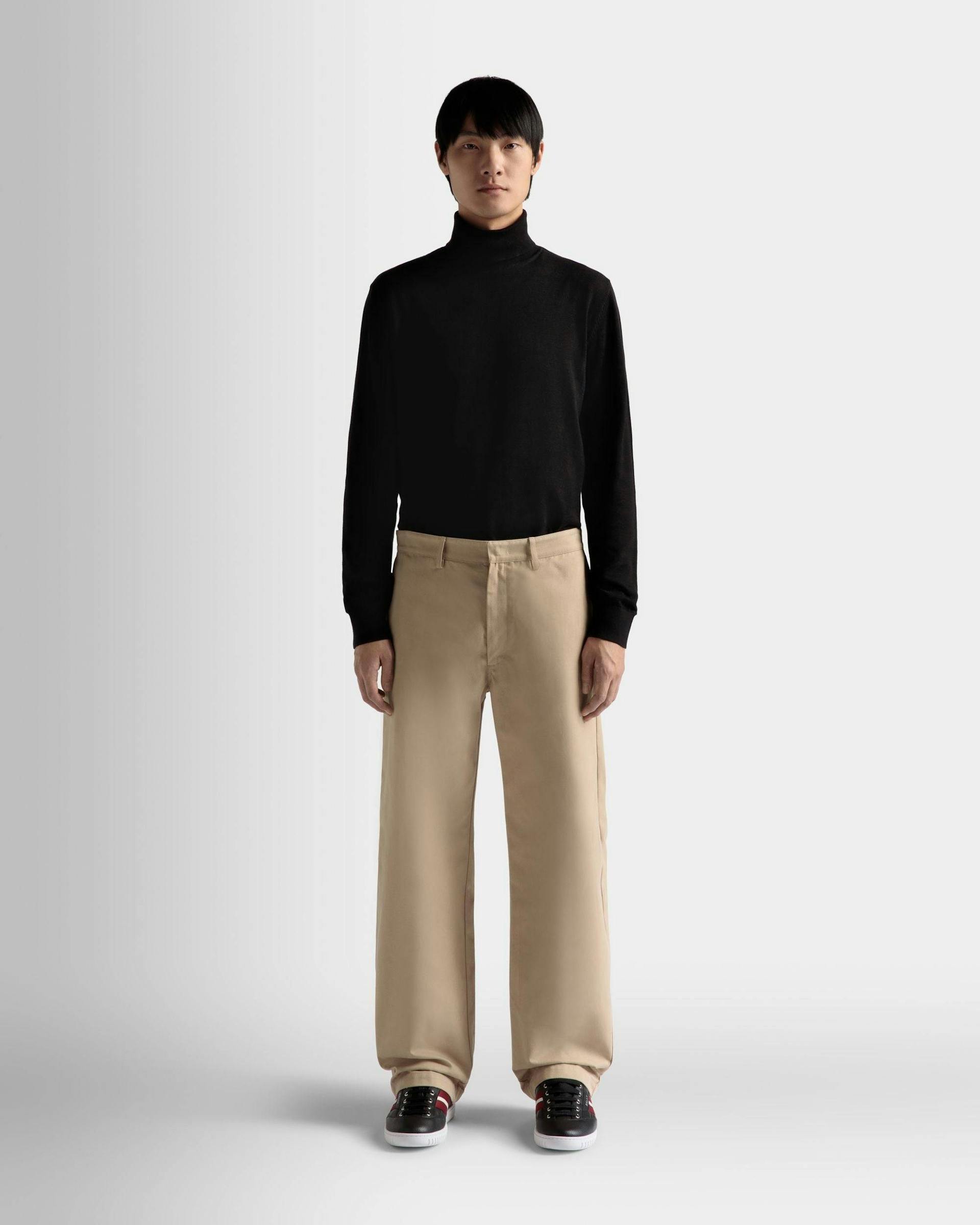 Men's Pants in Camel Cotton | Bally | On Model Front