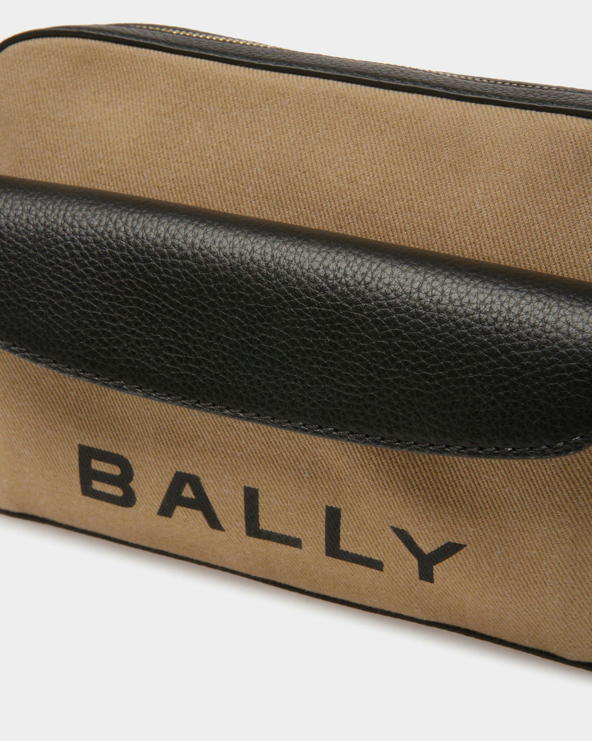 Women's Bar Crossbody Bag In Sand And Black Fabric | Bally | Still Life Detail
