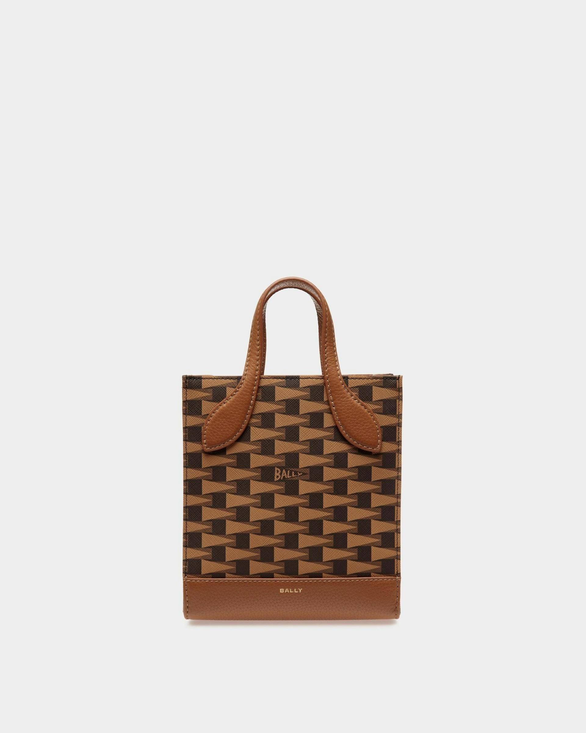Women's Pennant Mini Tote Bag in Brown Pennant Motif TPU | Bally | Still Life Front
