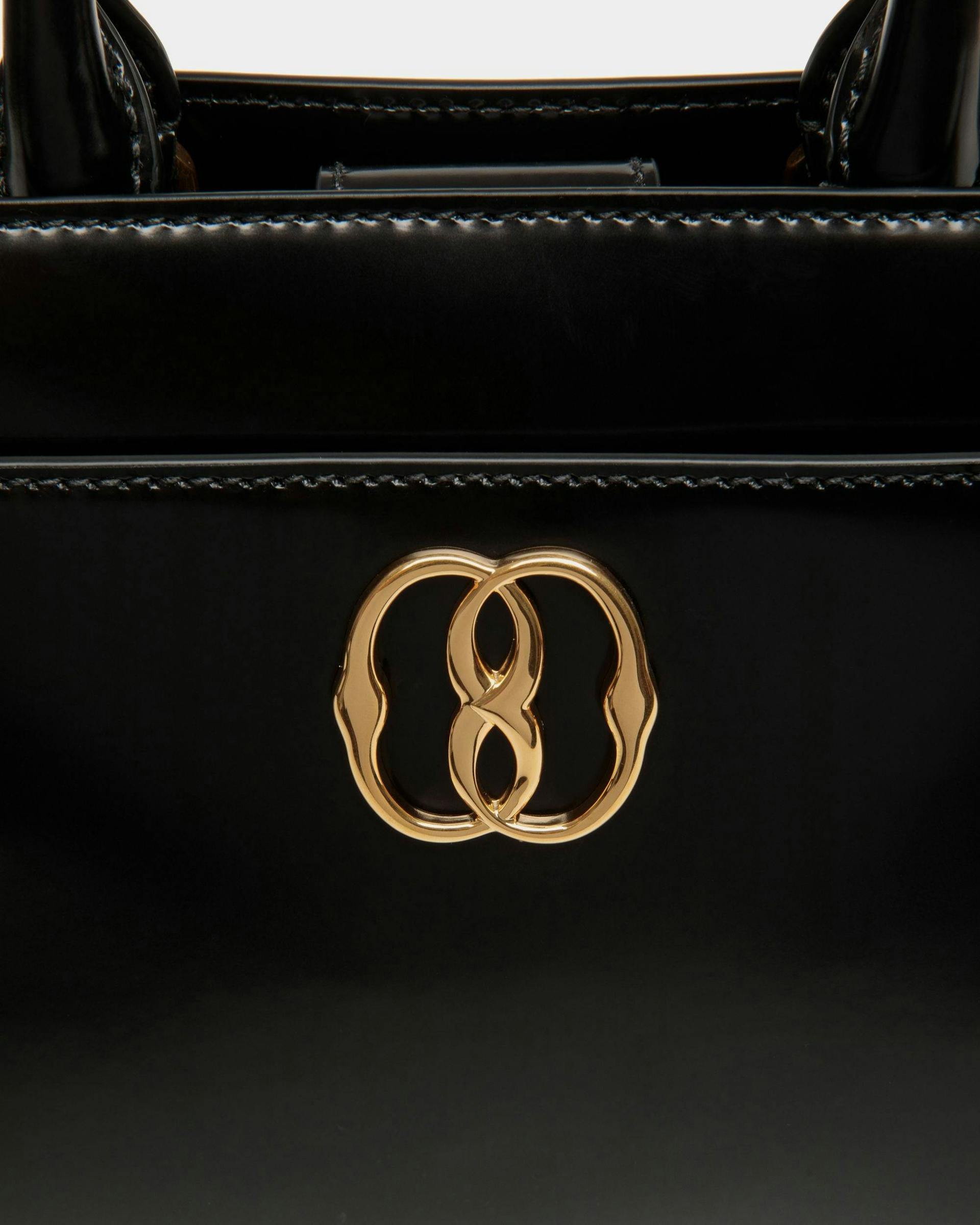 Women's Emblem Small Tote Bag In Black Patent Leather | Bally | Still Life Detail