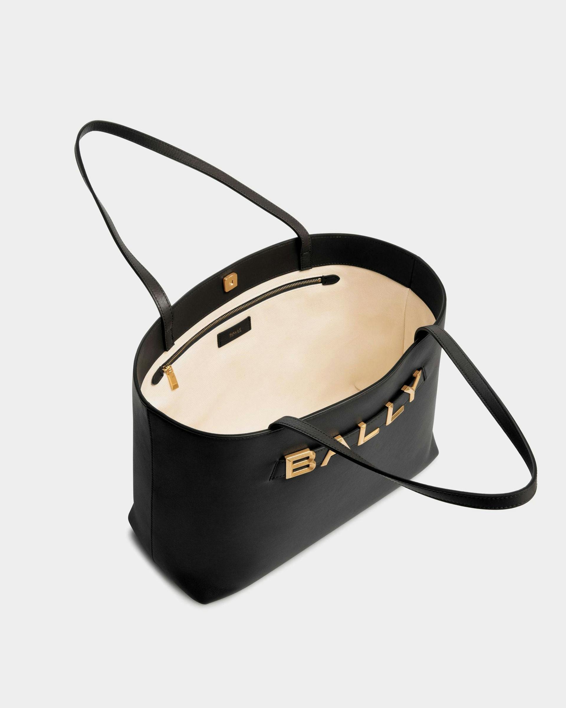 Women's Bally Spell Tote Bag in Black Leather | Bally | Still Life Open / Inside