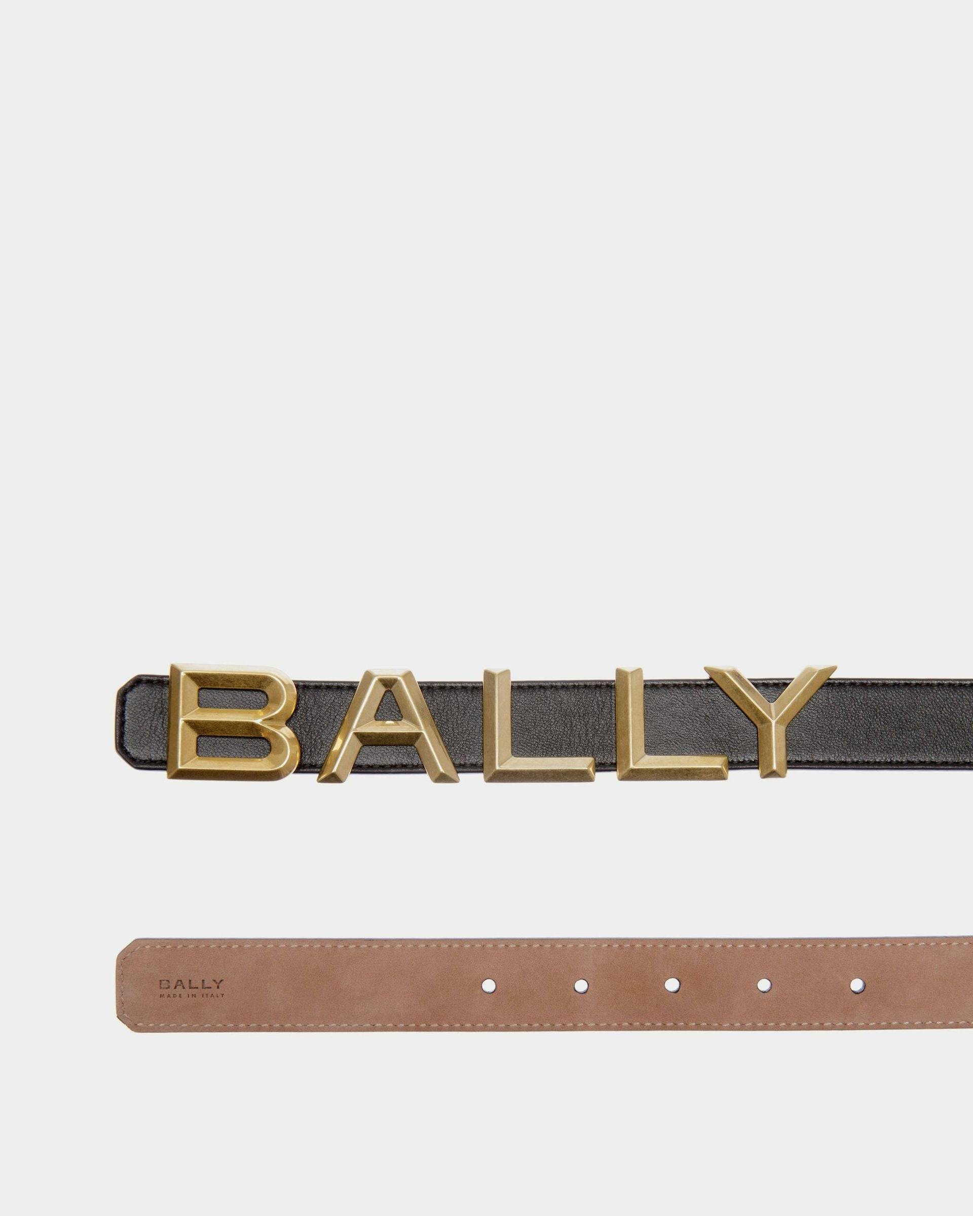 Women's Logomania 25 mm Reversible Belt In Black Leather | Bally | Still Life Detail