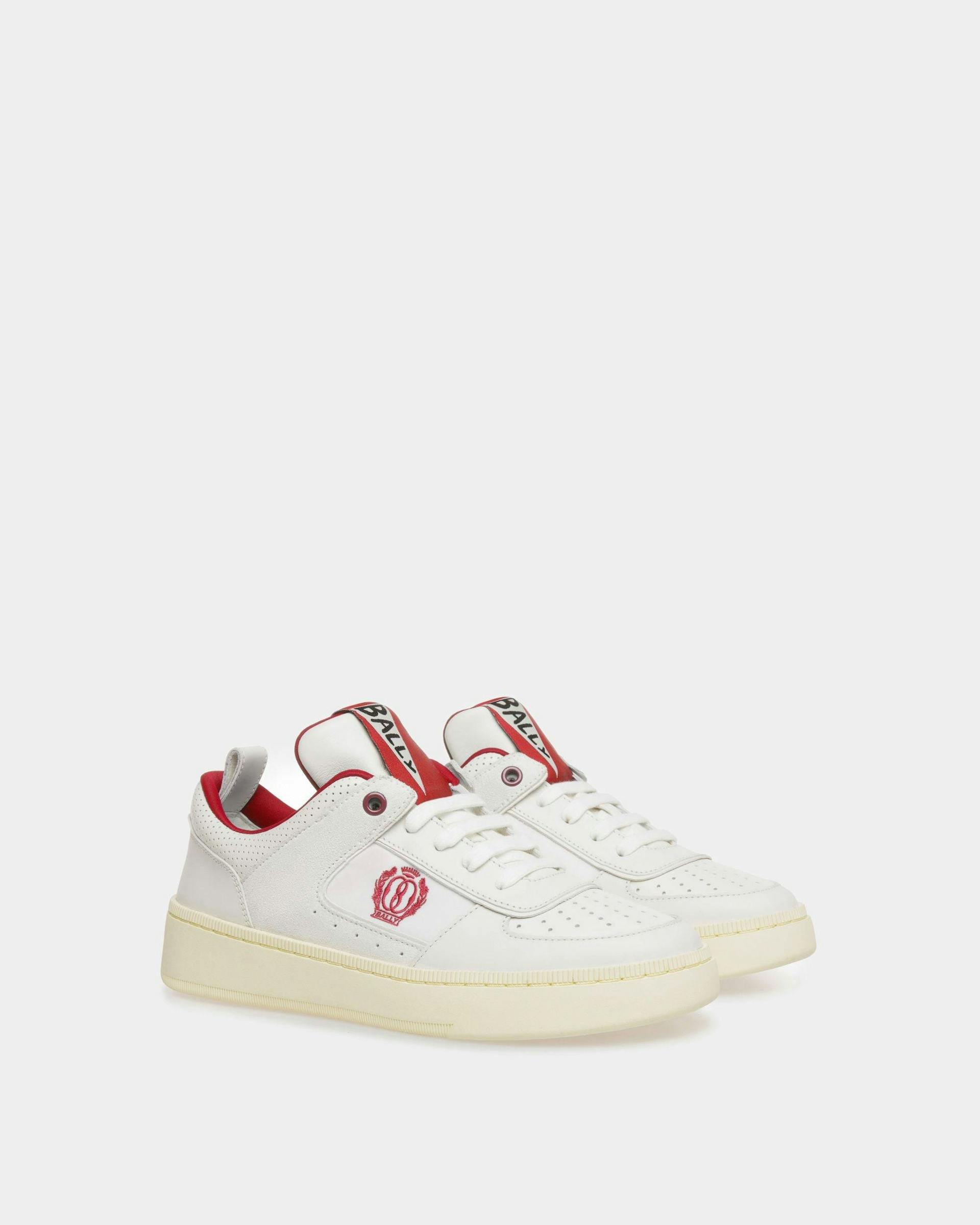 Women's Raise Sneakers In White And Red Leather | Bally | Still Life 3/4 Front