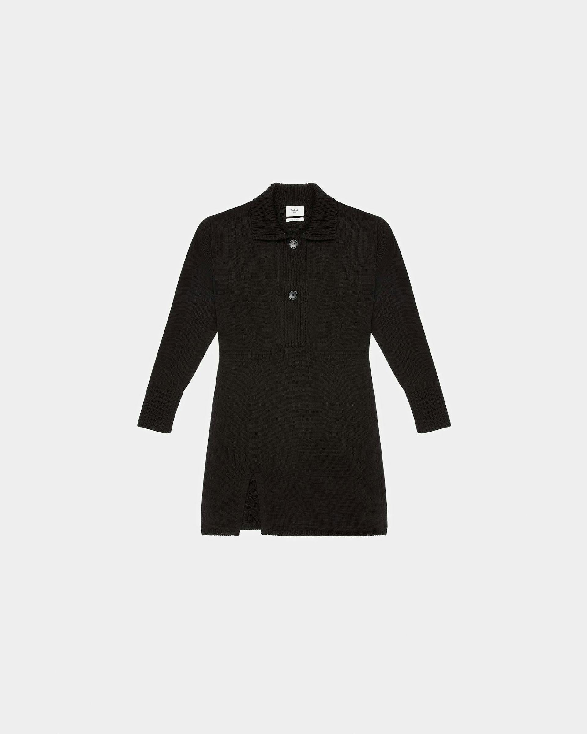 ポロネック ドレス ブラック コットン ニット ポロシャツドレス - 女性 - Bally - 01