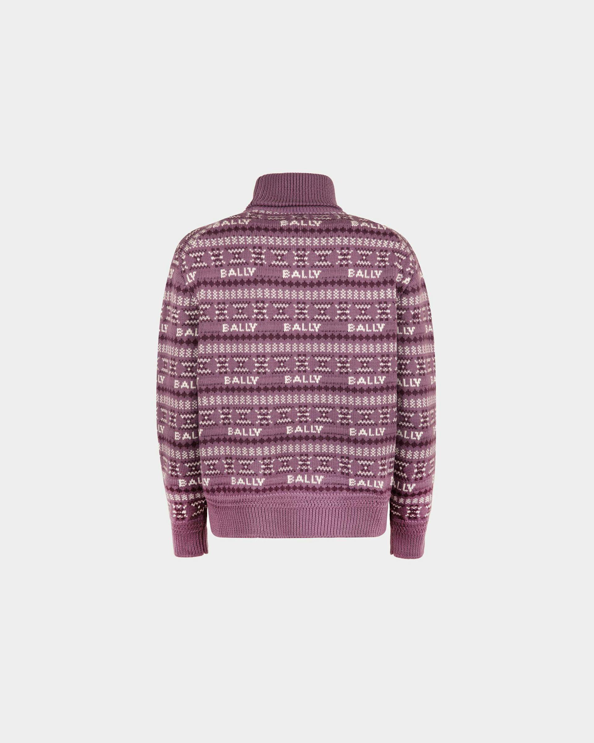 Women's Turtleneck Sweater In Purple Wool | Bally | Still Life Back
