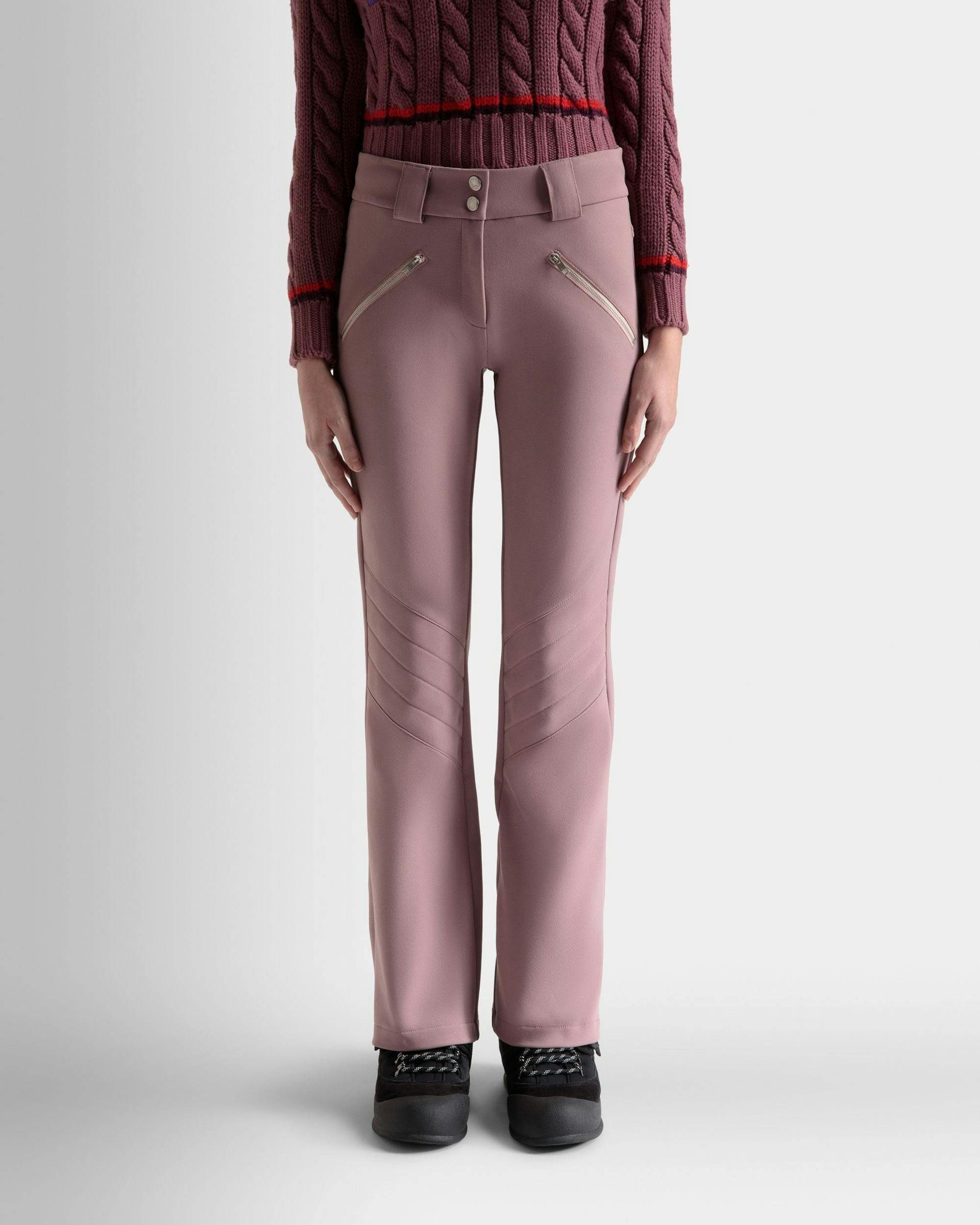 Women's Flared Stretch Pants In Light Pink | Bally | On Model Close Up