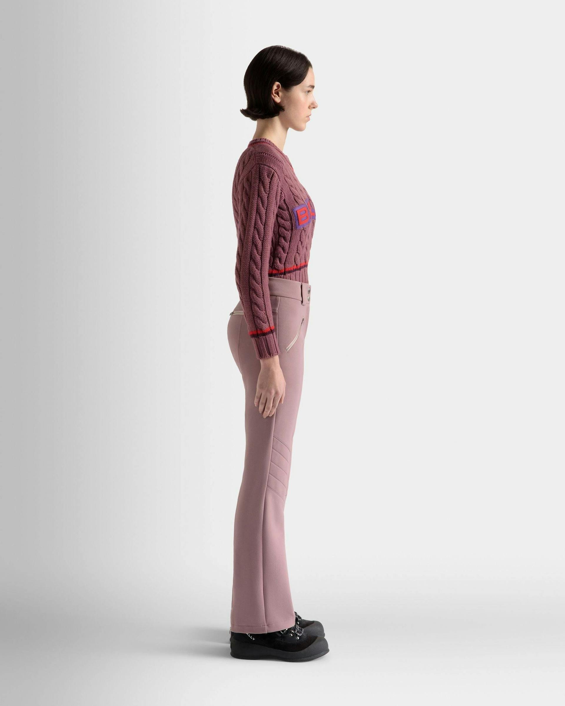 Women's Flared Stretch Pants In Light Pink | Bally | On Model 3/4 Front