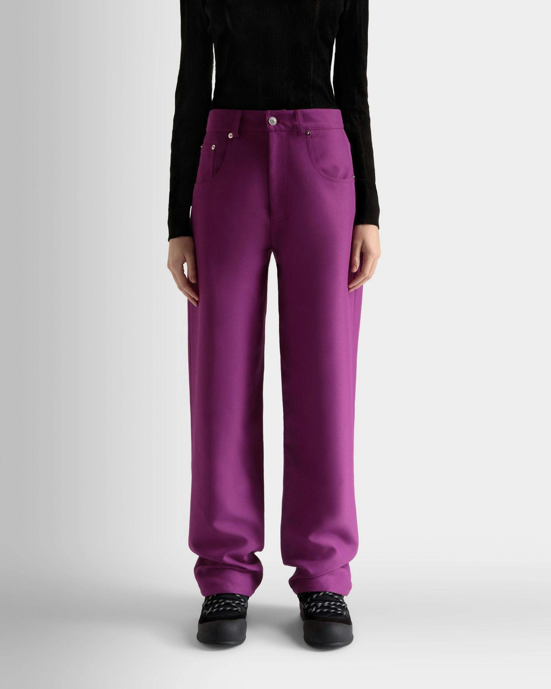 Women's High Waisted Pants In Pink | Bally | On Model Close Up