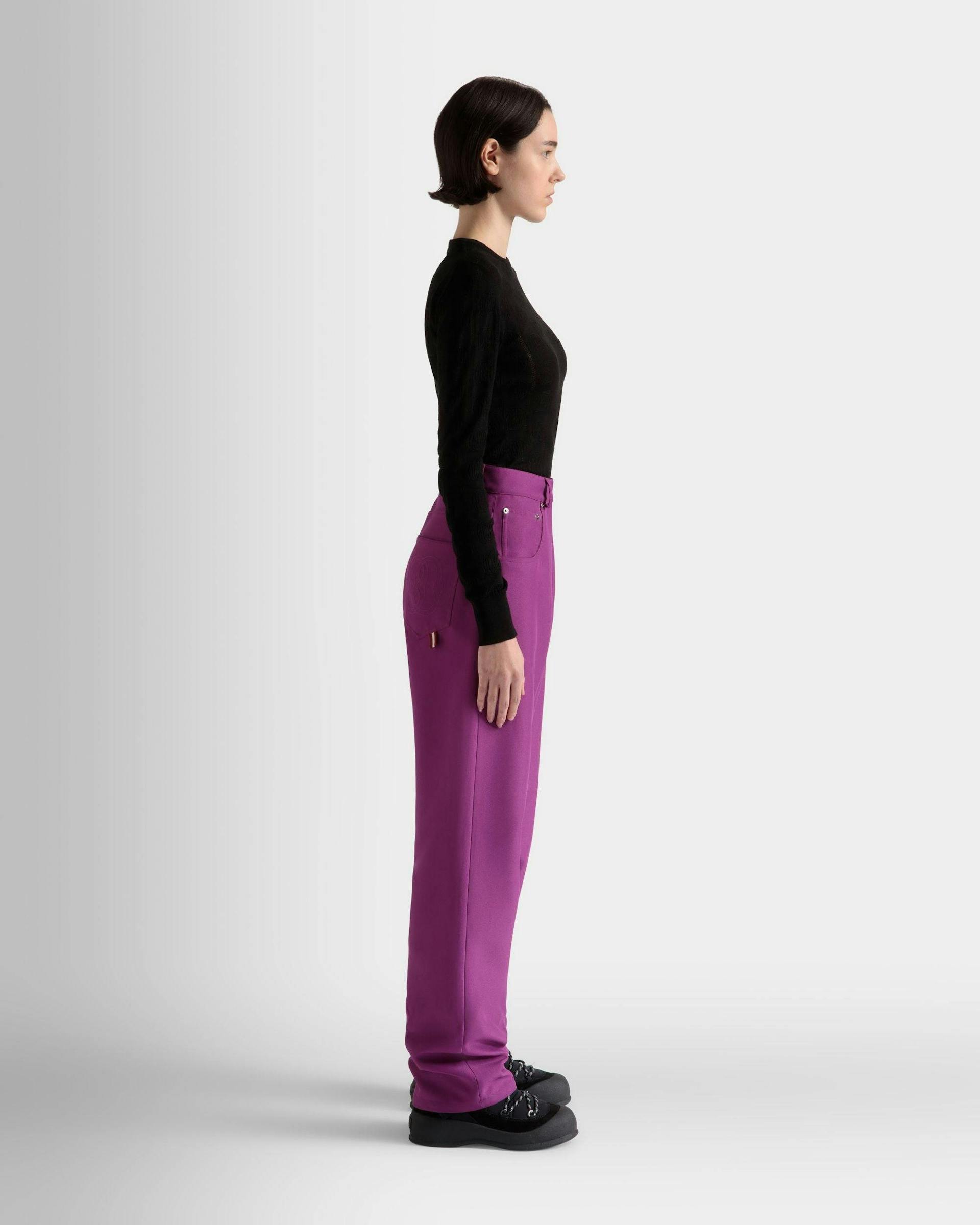 Women's High Waisted Pants In Pink | Bally | On Model 3/4 Front