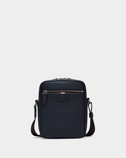 Crossbody Bag in Blue Grained Leather