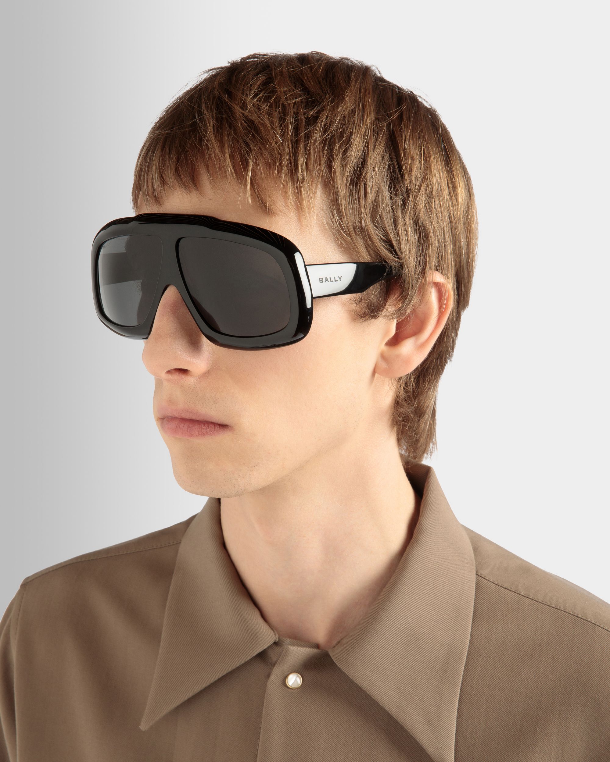 Bally Global - Eyger Acetate Sunglasses In Black and Smoke - Black