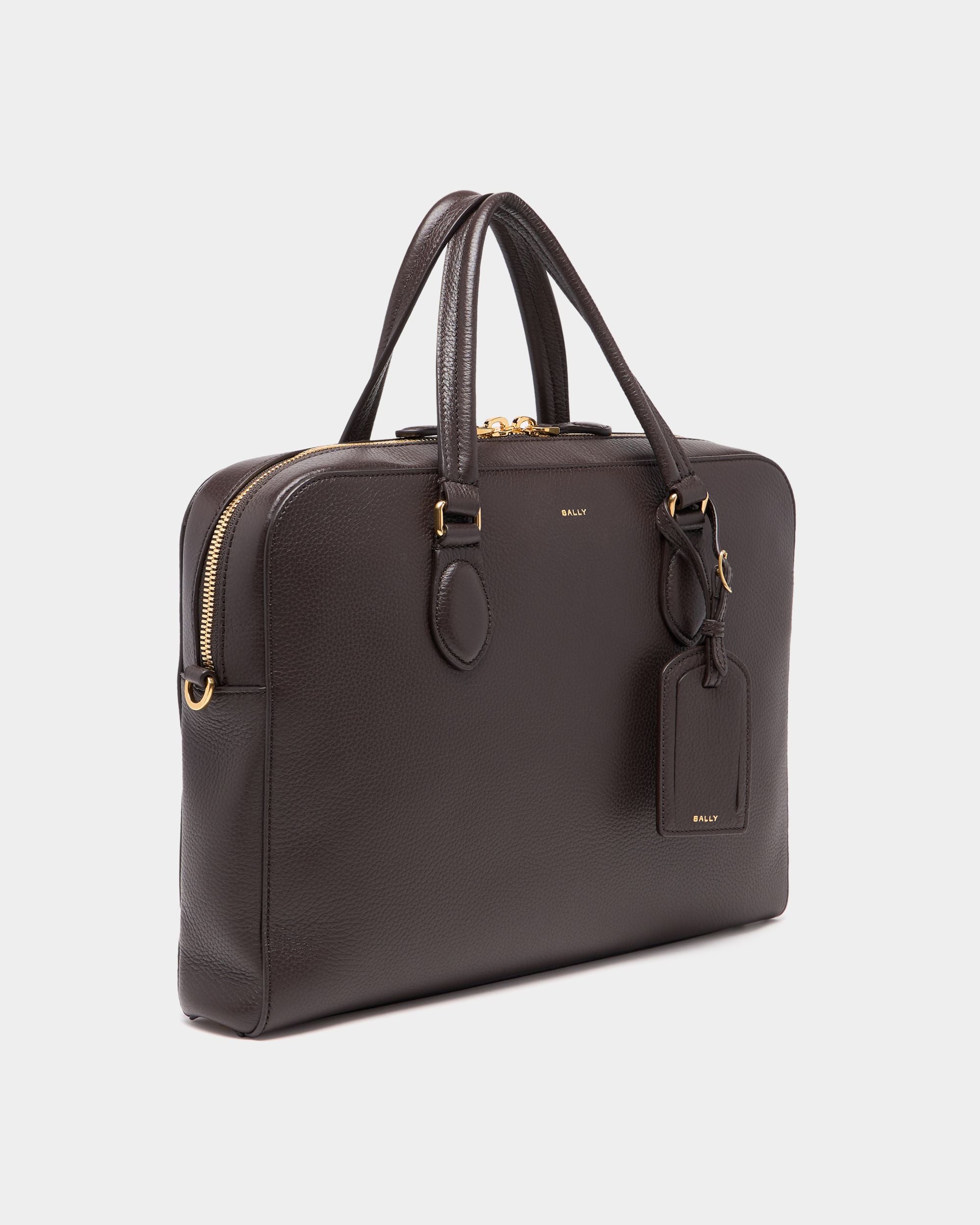 Bally Global - Beckett Briefcase in Ebano Grained Leather - Brown