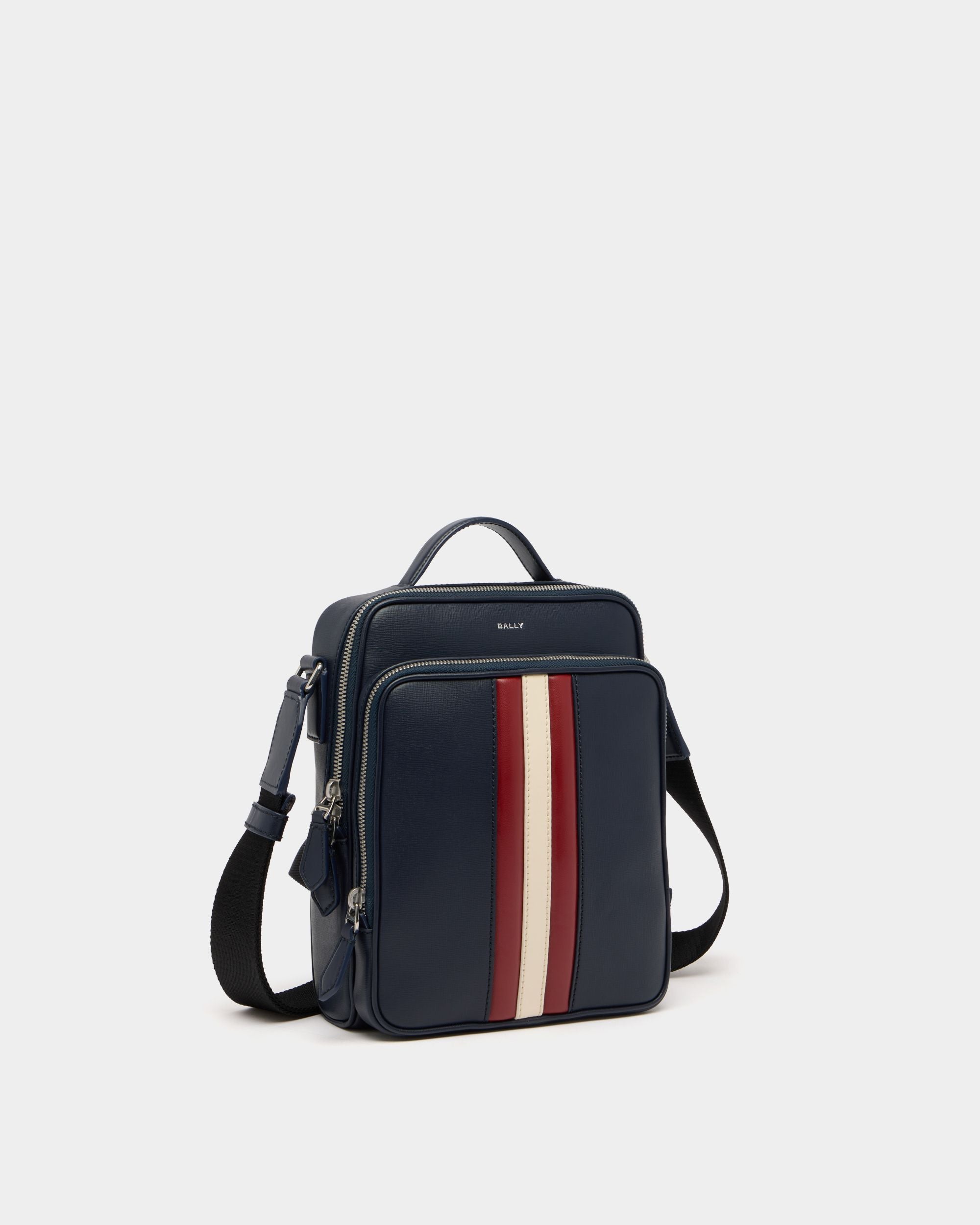 Bally Global - Mythos Crossbody Bag in Navy Blue Recycled Leather - Blue