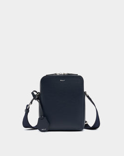 Capitol Crossbody Bag in Navy Blue Grained Leather