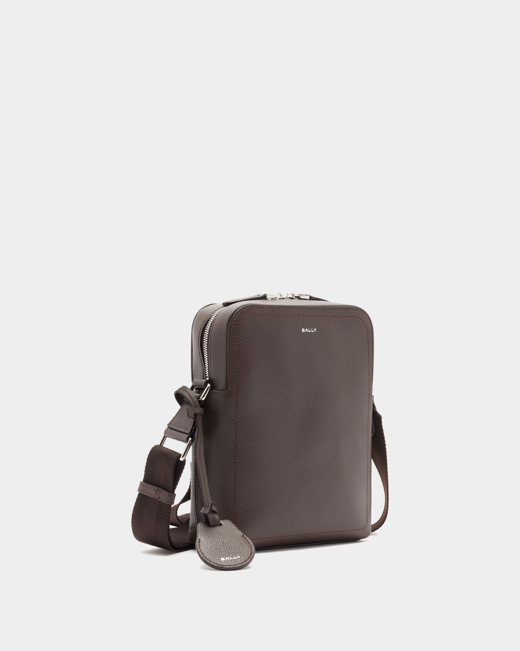 Bally Global - Capitol Crossbody Bag in Ebano Grained Leather - Brown