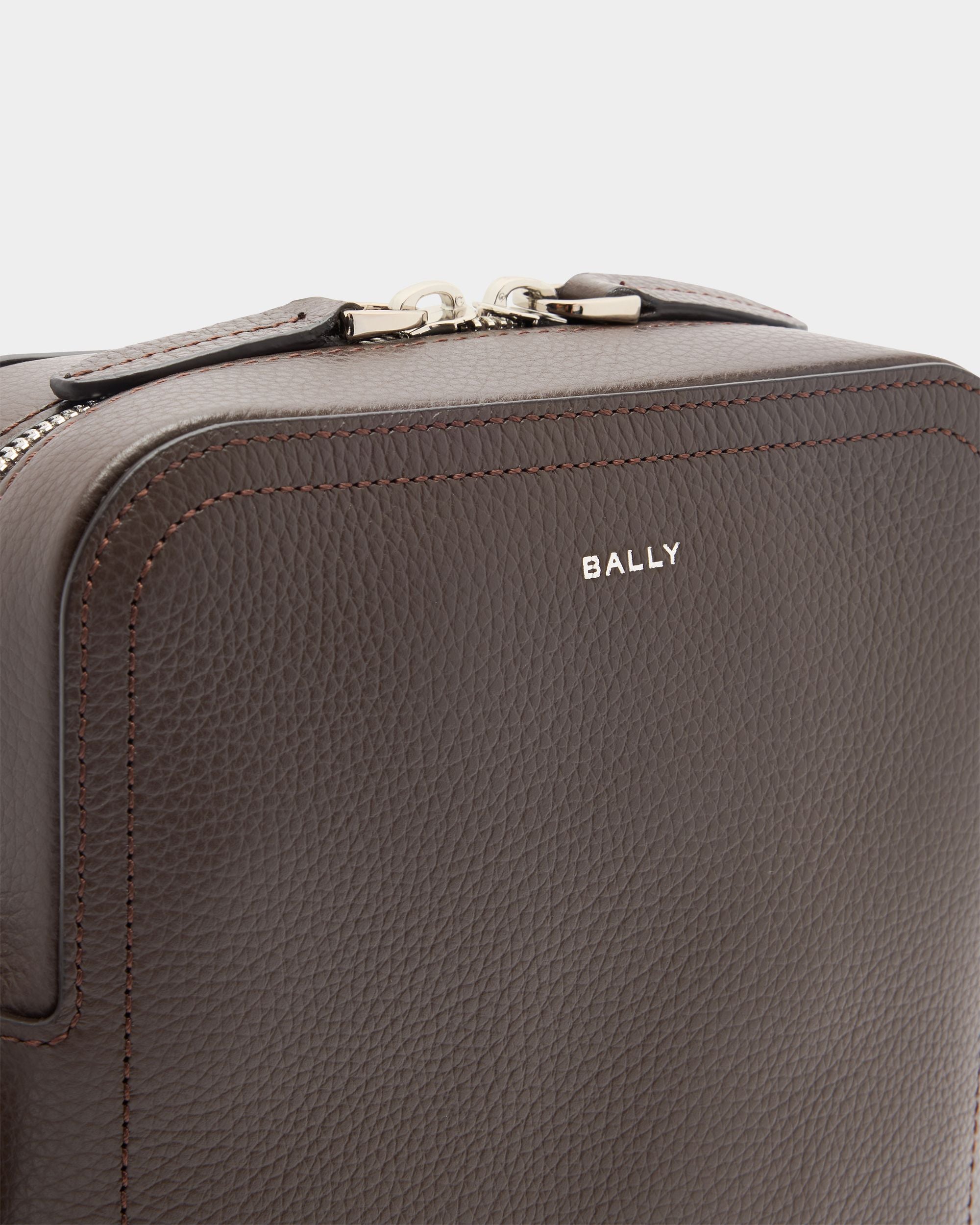 Bally Global - Capitol Crossbody Bag in Ebano Grained Leather - Brown