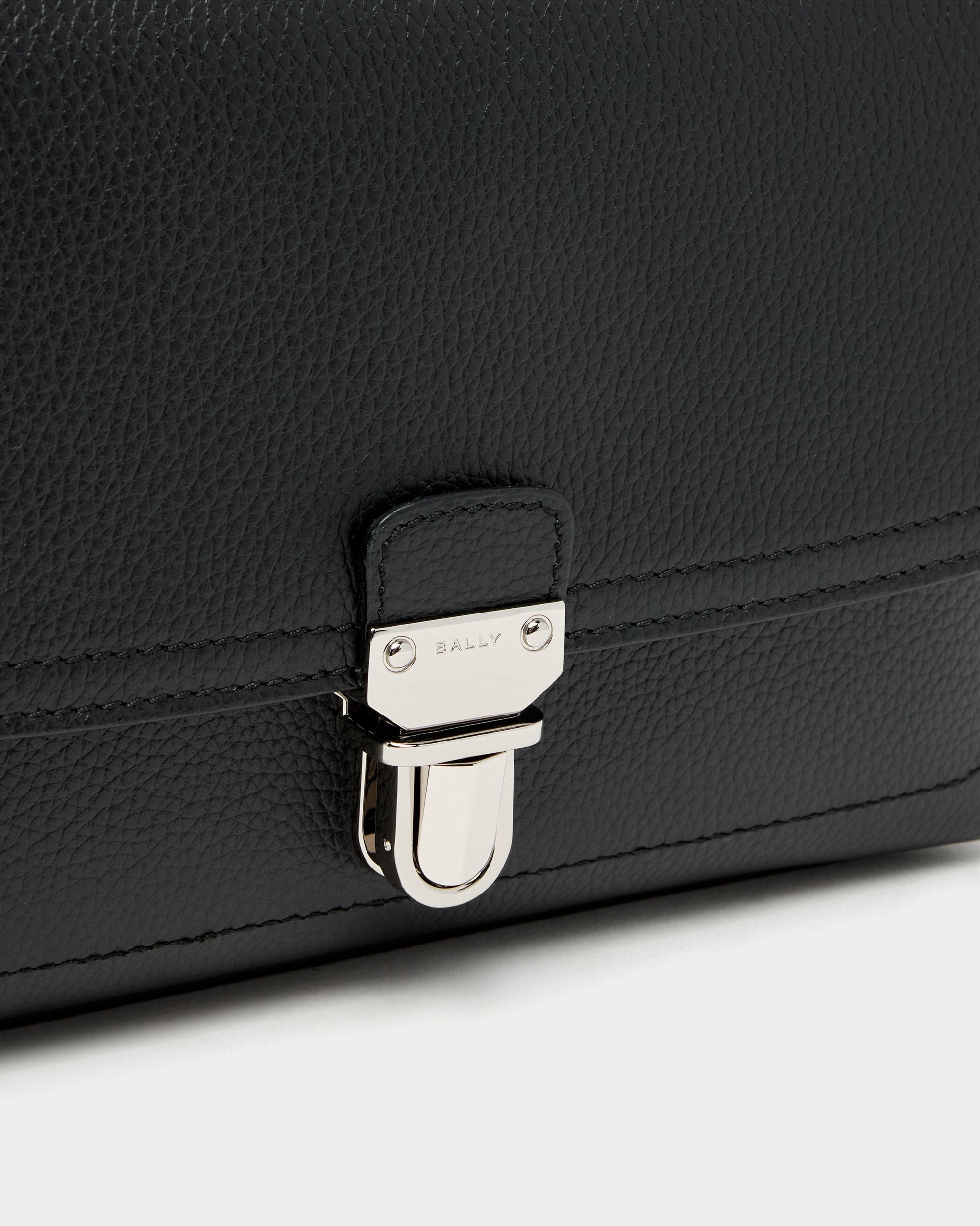 Bally Global - Capitol Crossbody Bag in Black Grained Leather - Black