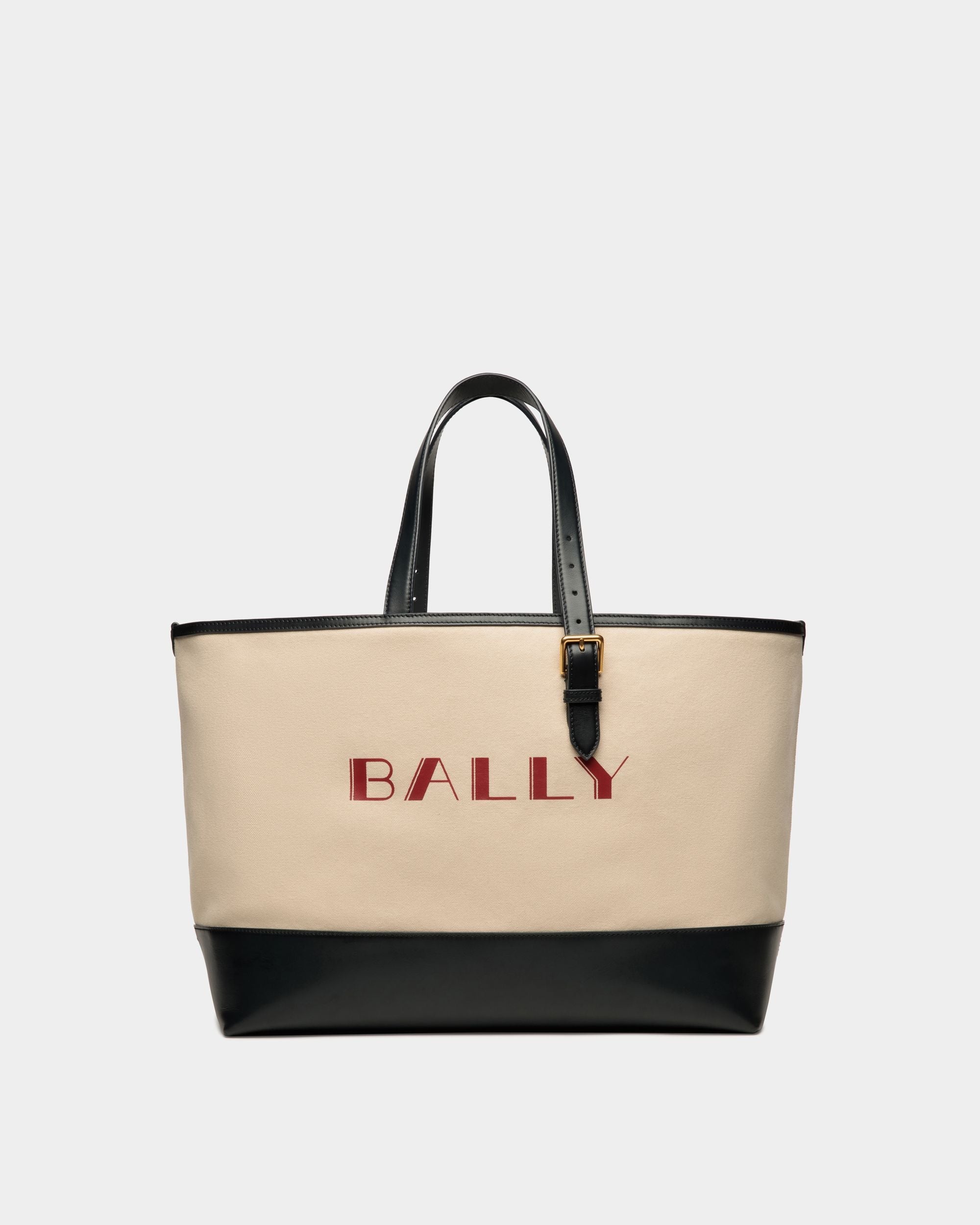Bally Global - Summer Capsule トートバッグ ナチュラル＆ネイビーブルー キャンバス＆レザー - ホワイト