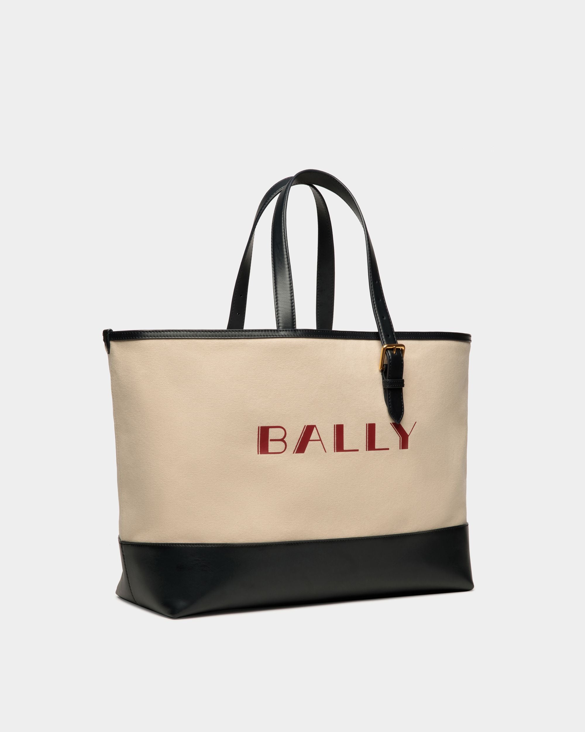 Bally Global - Summer Capsule トートバッグ ナチュラル＆ネイビーブルー キャンバス＆レザー - ホワイト