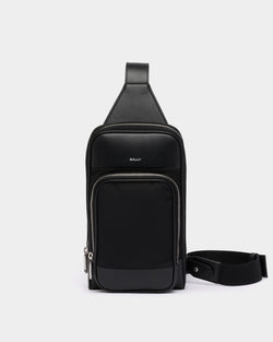 Vogel Sling Bag in Black Nylon and Recycled Leather