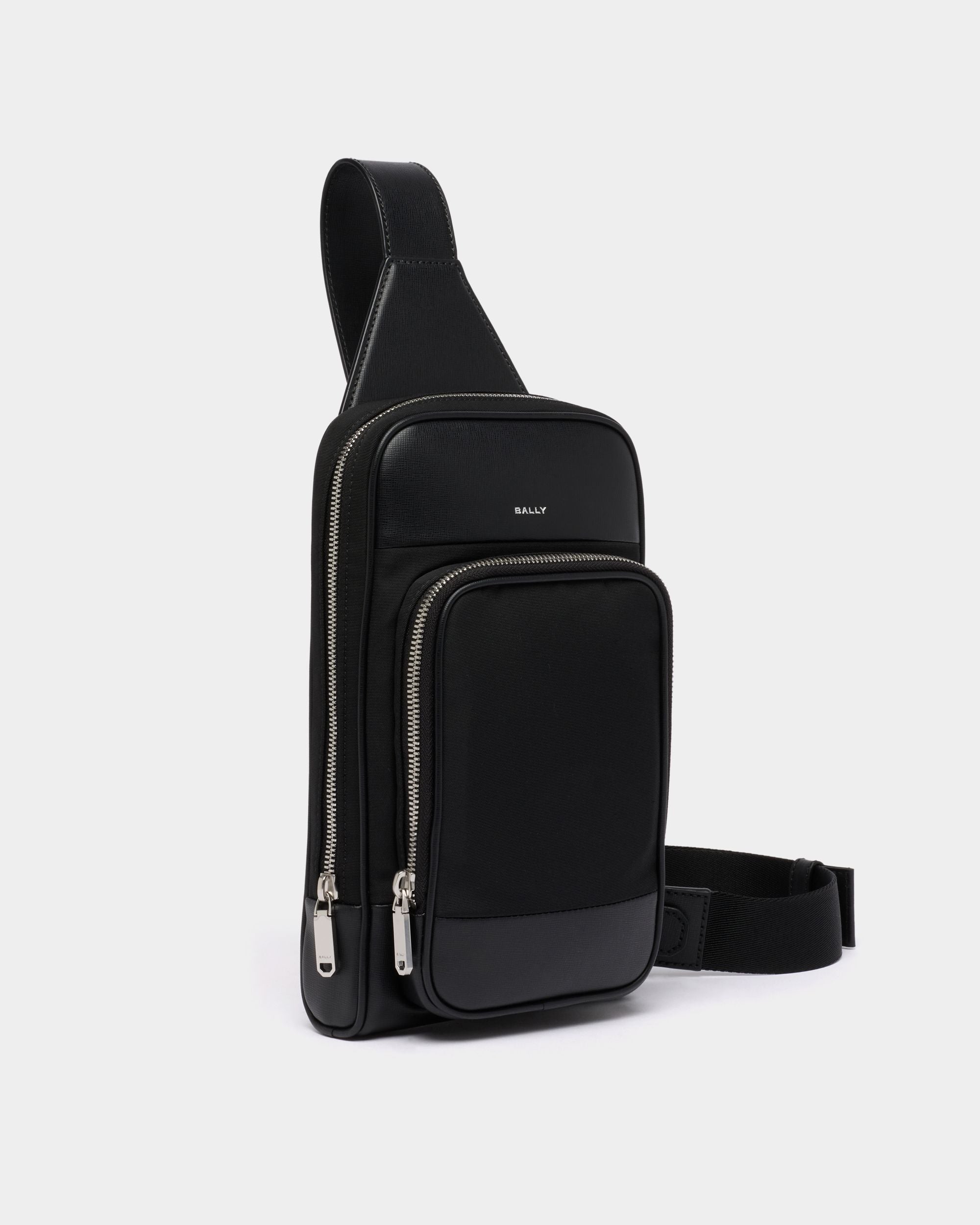 Bally Global - Vogel Sling Bag in Black Nylon and Recycled Leather - Black