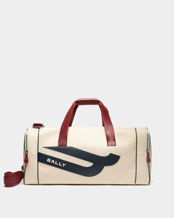 Tennis Collection Duffle Bag in Ivory Perforated Leather