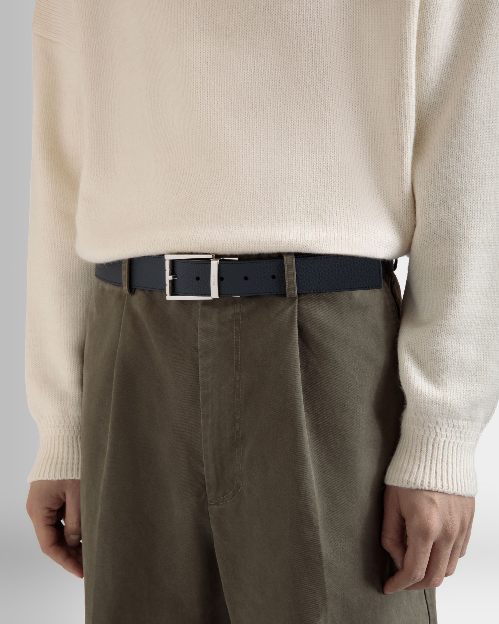 Bally Global - Astory 35mm Reversible And Adjustable Belt In Navy Blue And Black Leather - Multicolor