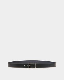Astory 35mm Reversible And Adjustable Belt In Black And Navy Blue Leather