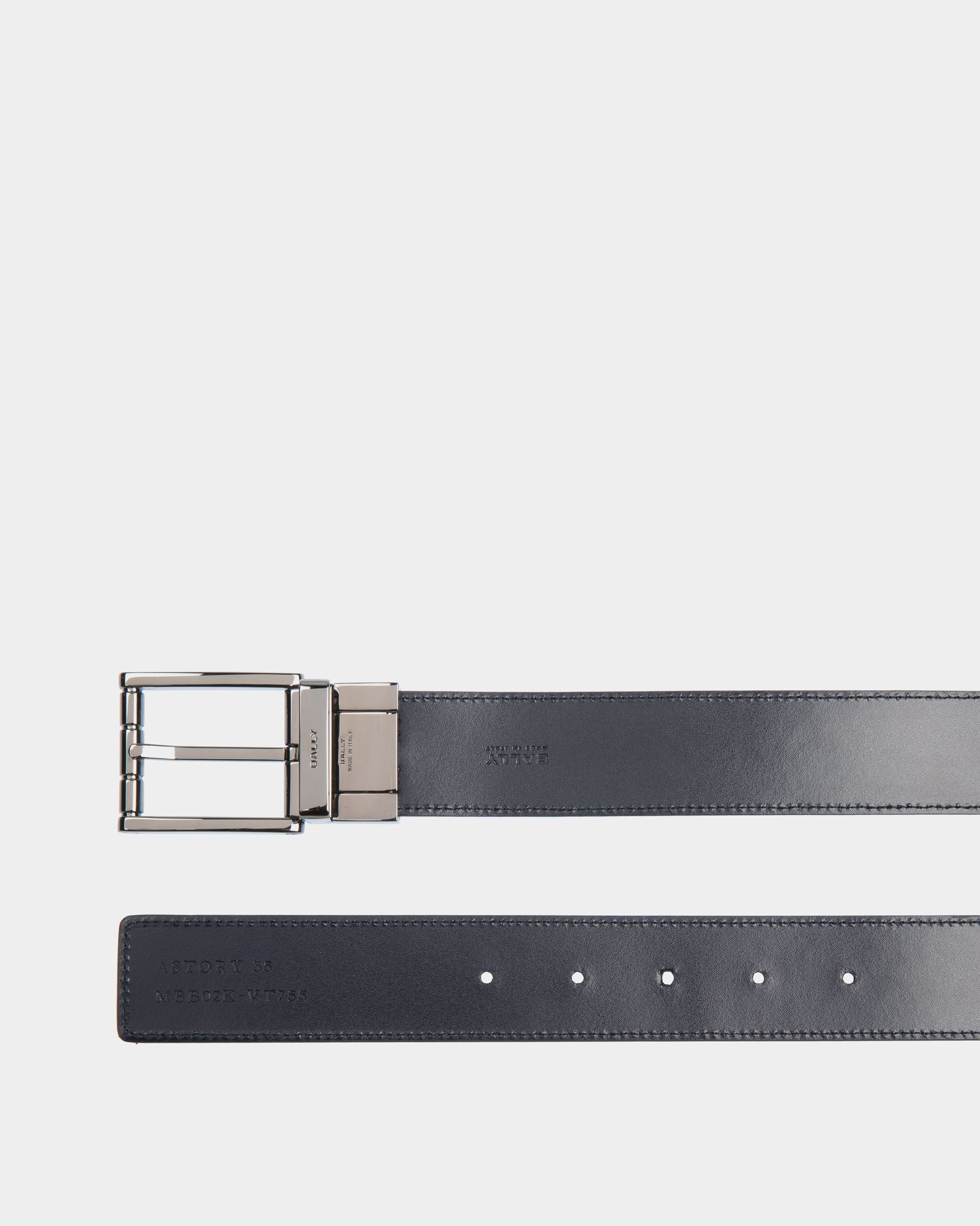 Bally Global - Astory 35mm Reversible And Adjustable Belt In Black And Navy Blue Leather - Multicolor